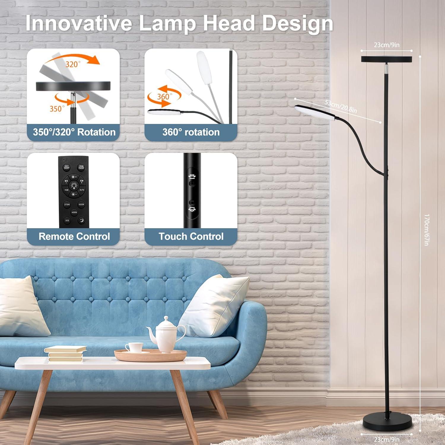 Lámpara de Pie LED HMAKEE RGB Regulable 24W/2000LM