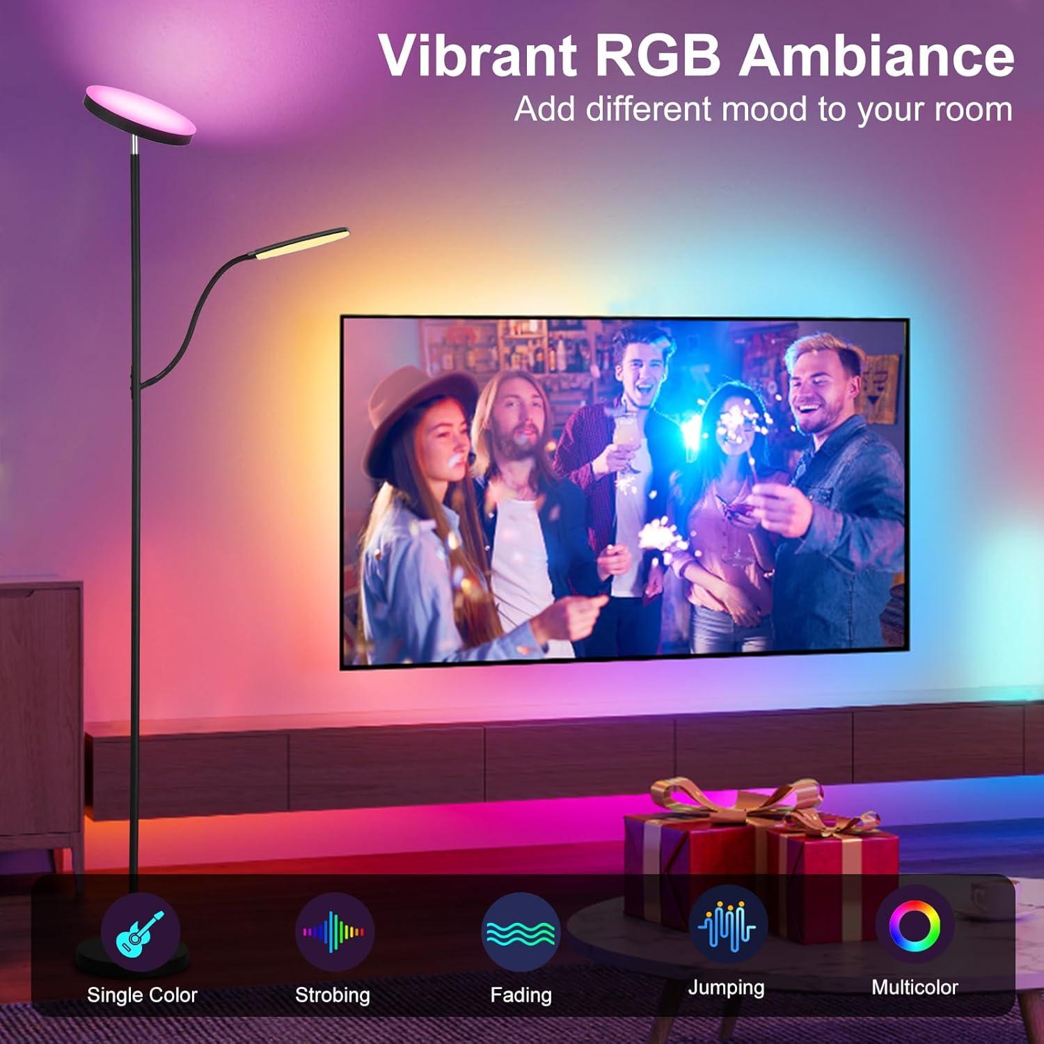 Lámpara de Pie LED HMAKEE RGB Regulable 24W/2000LM