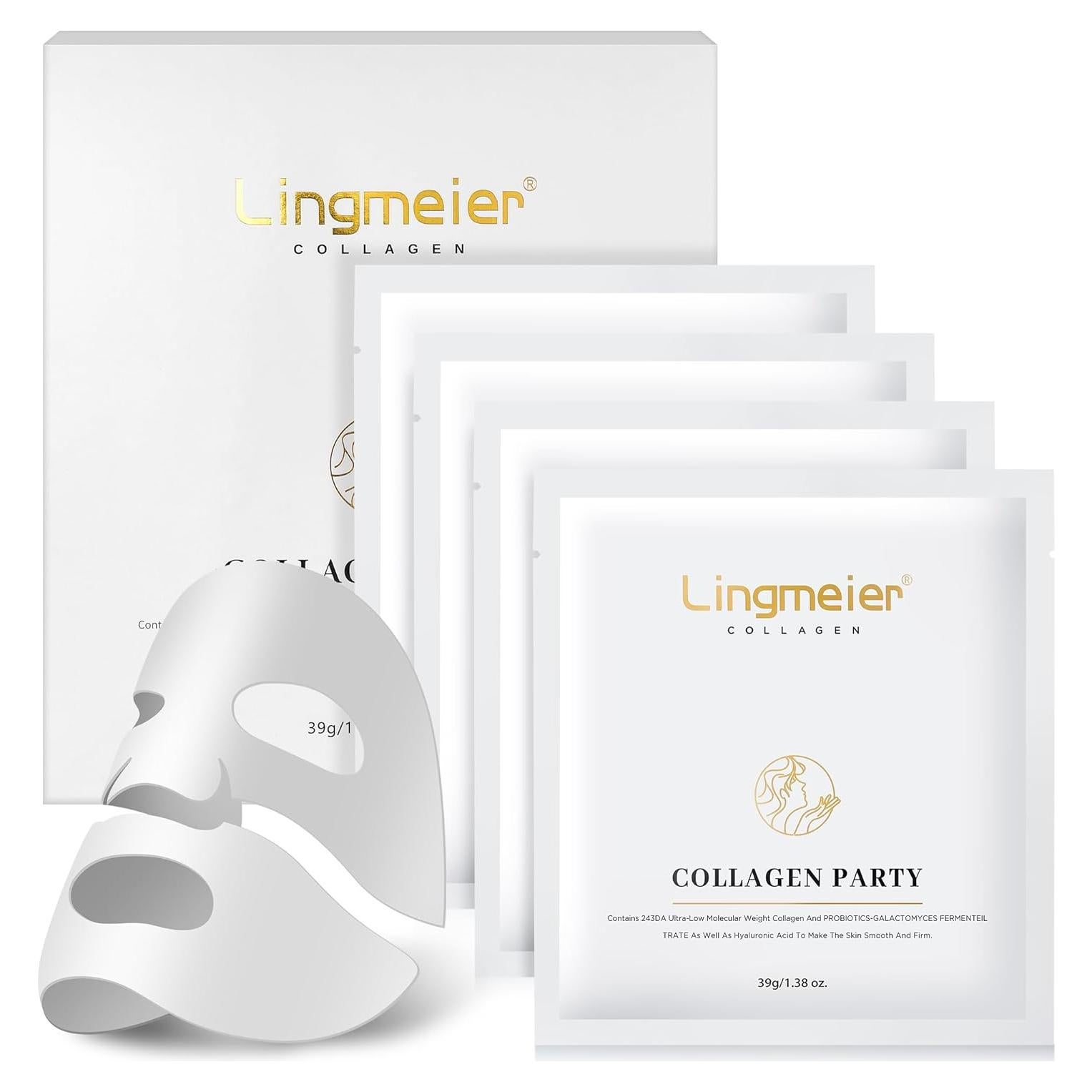 Mascarilla Facial de Colágeno Lingmeier 80,000ppm Hidratante