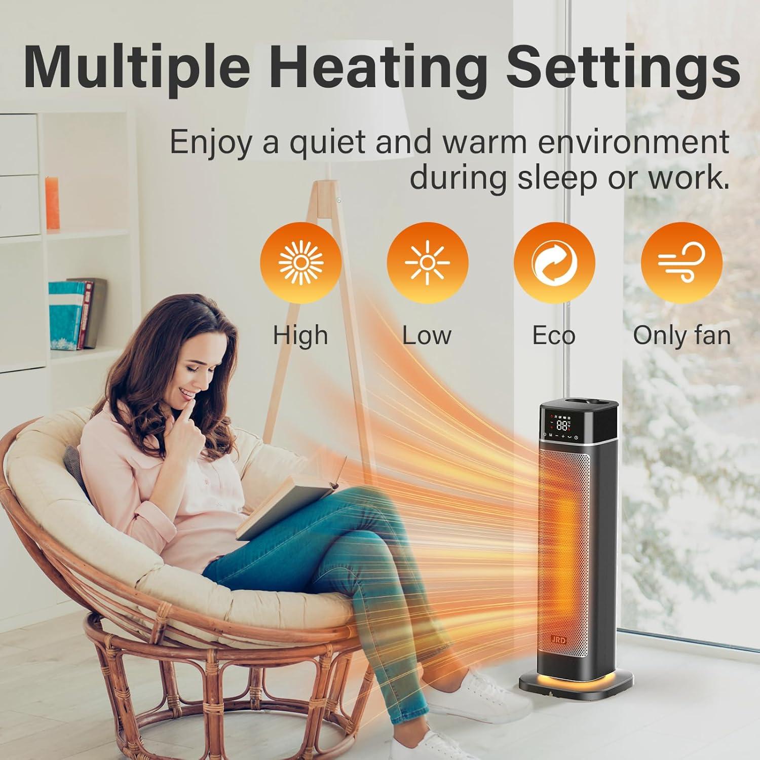 Calentador Eléctrico Portátil JRD 1500W 24" Oscilante 80°