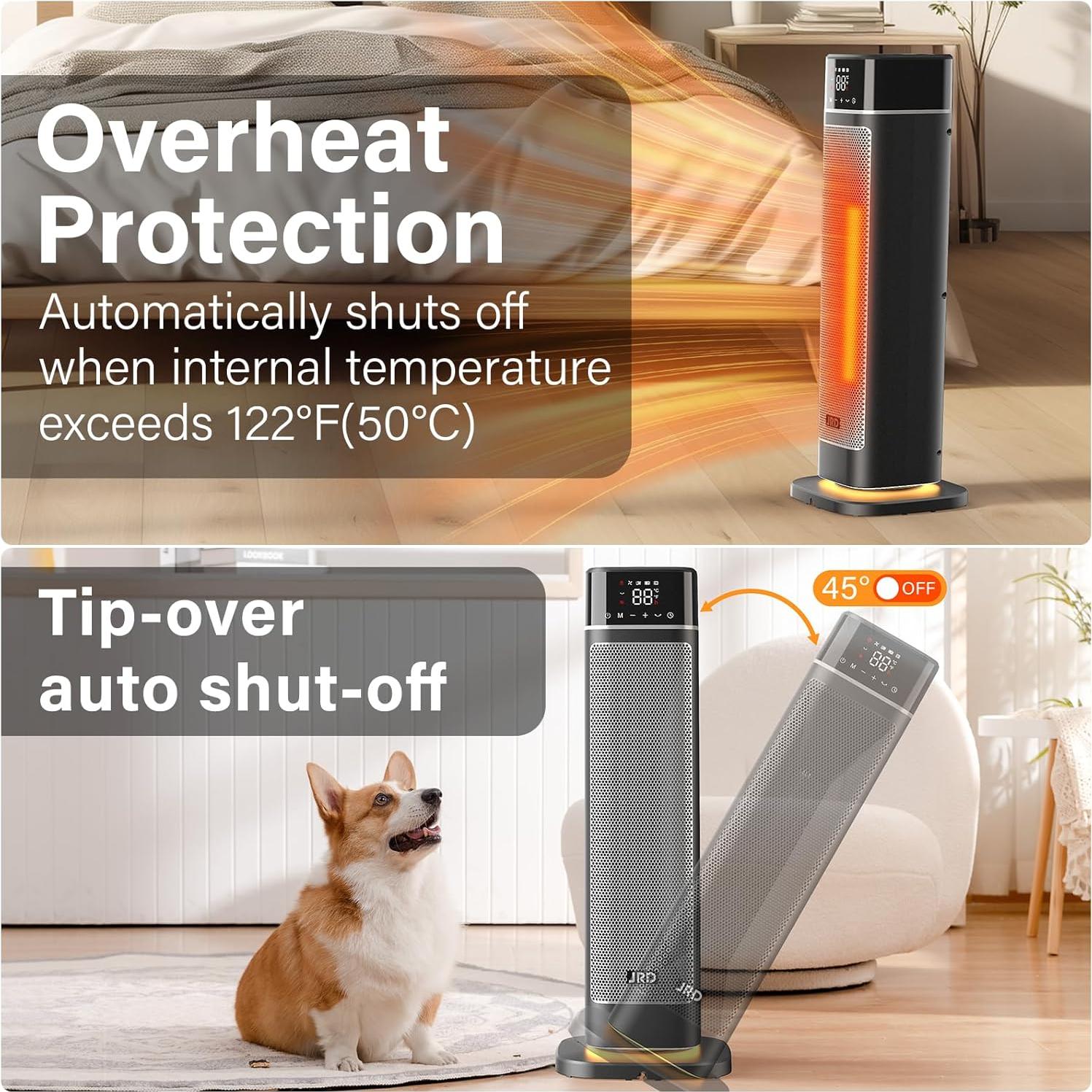 Calentador Eléctrico Portátil JRD 1500W 24" Oscilante 80°