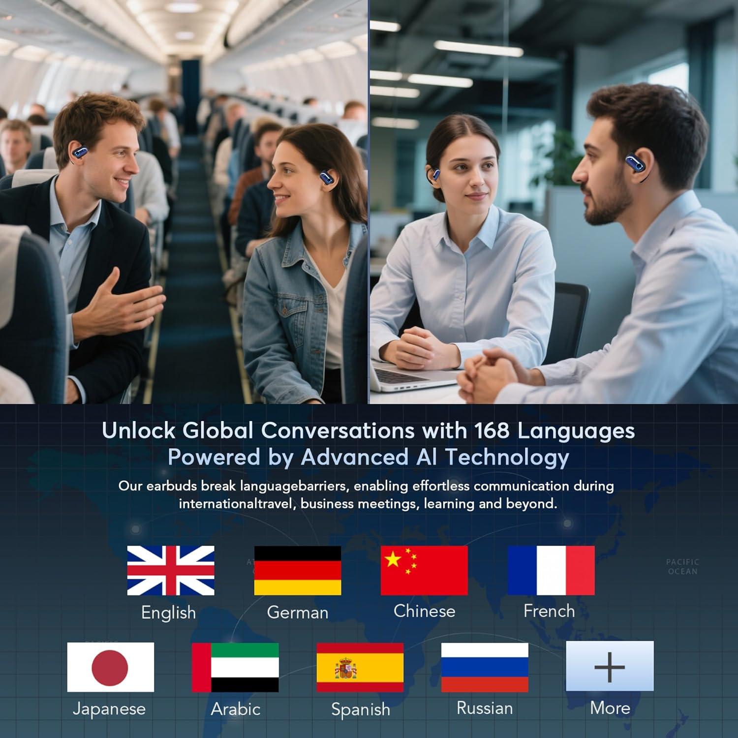 Auriculares Bluetooth 5.4 MOZC YYK-Q17-AI-08 Traducción AI 168 Idiomas