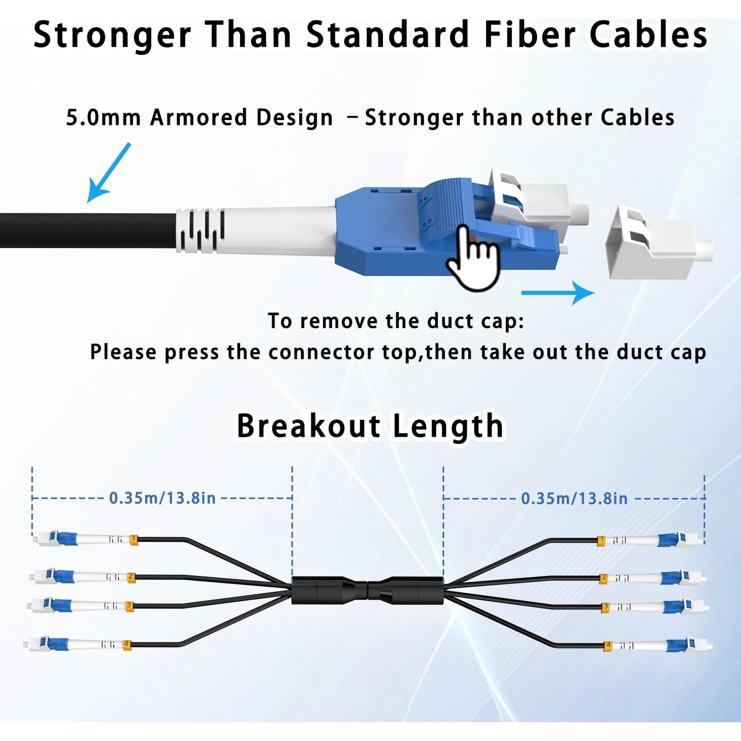 Cable de Fibra Óptica Armado 300M LC-LC 9/125μm SMF Exterior