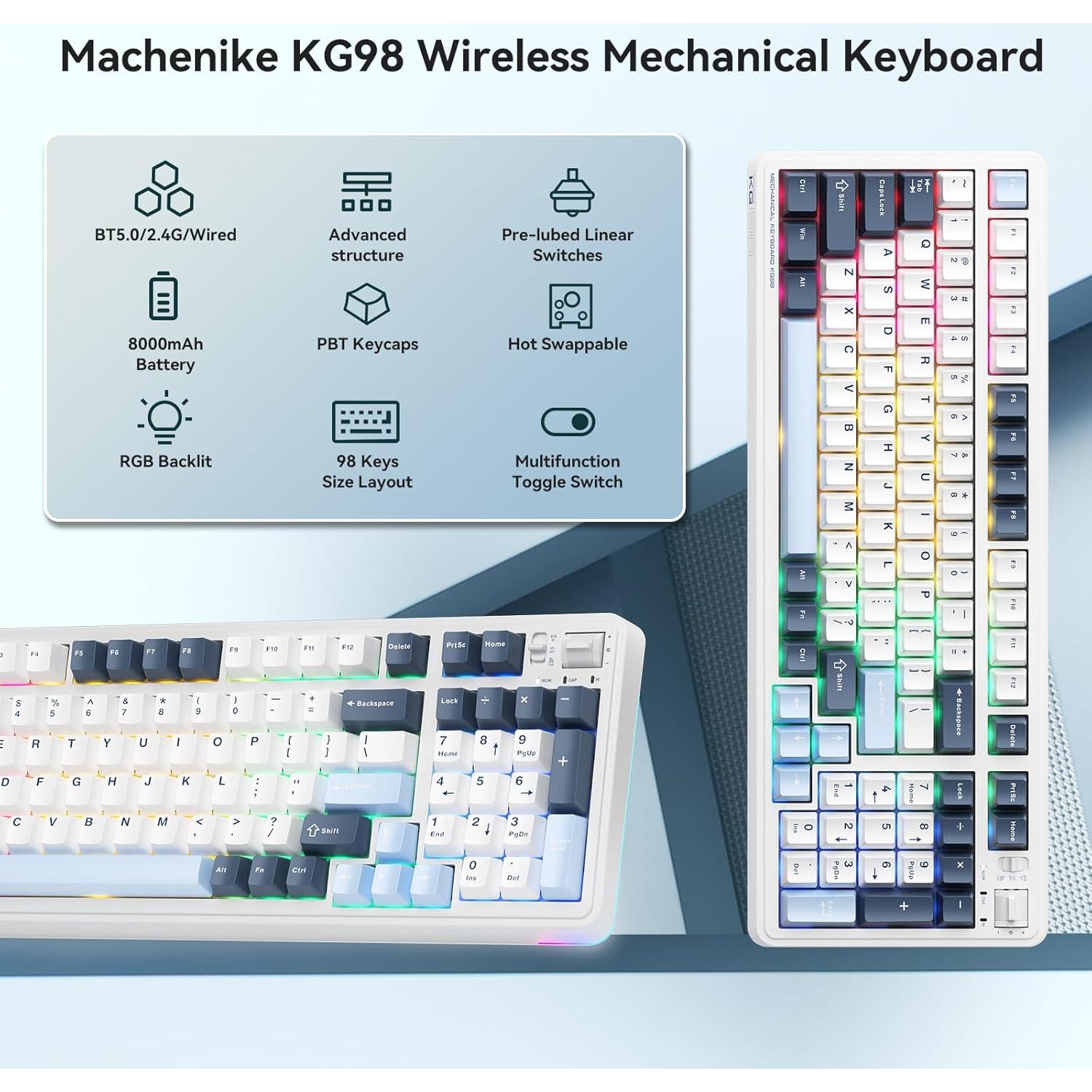 Teclado Mecánico Machenike KG98 RGB Compacto 98 Teclas