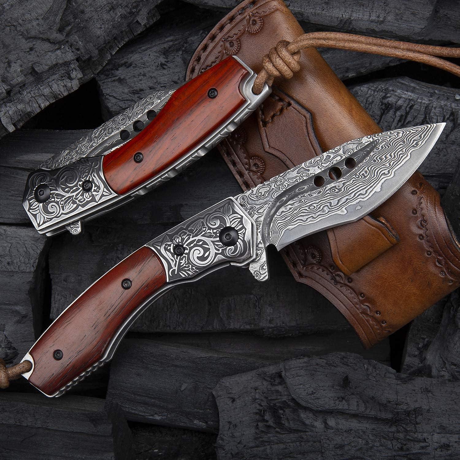 Cuchillo de bolsillo SPIRIT DEED Damasco 7.87 cm Plegable