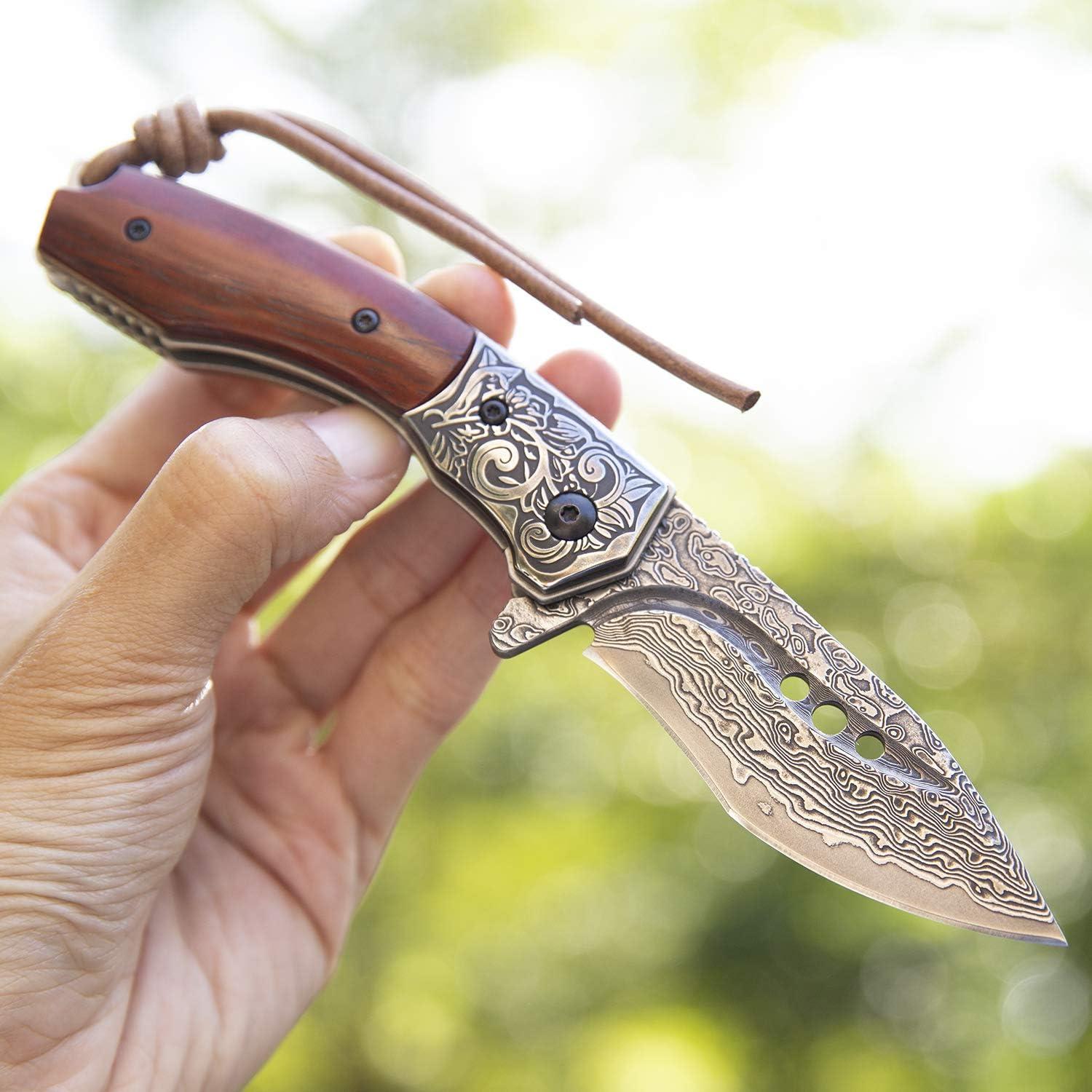 Cuchillo de bolsillo SPIRIT DEED Damasco 7.87 cm Plegable