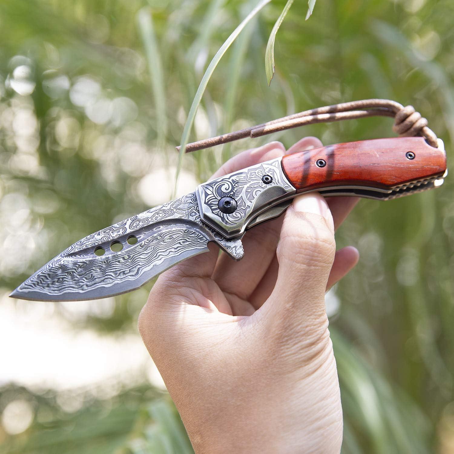 Cuchillo de bolsillo SPIRIT DEED Damasco 7.87 cm Plegable