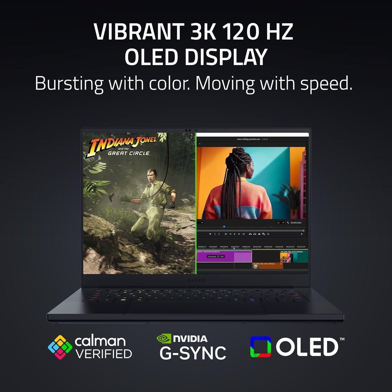Laptop para Juegos Razer Blade 14 - Ryzen 9 AI 365 - RTX 5060 - 16GB RAM - 1TB SSD - Pantalla OLED 3K 120Hz - Negro