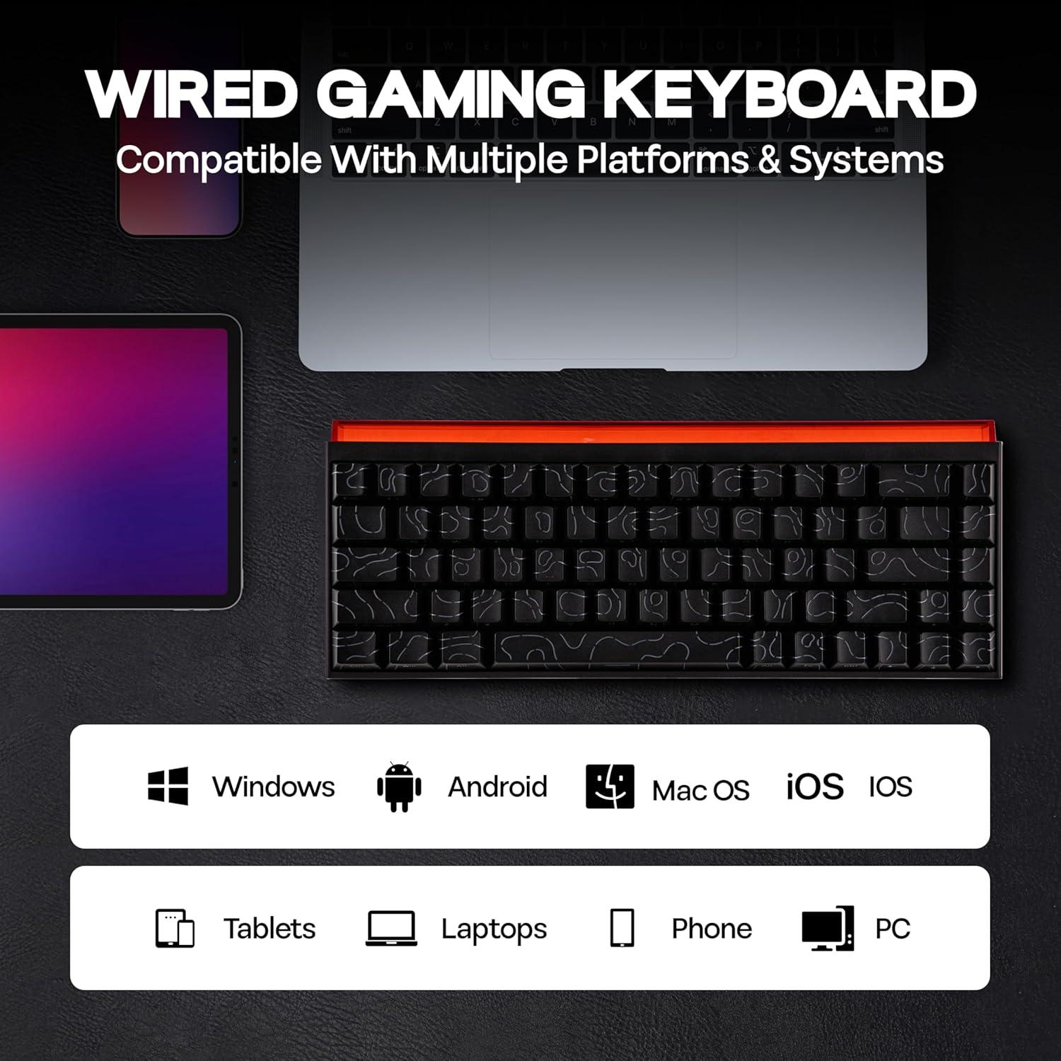 Teclado Mecánico Compacto AJAZZ NK68 con Cable USB-C - Negro