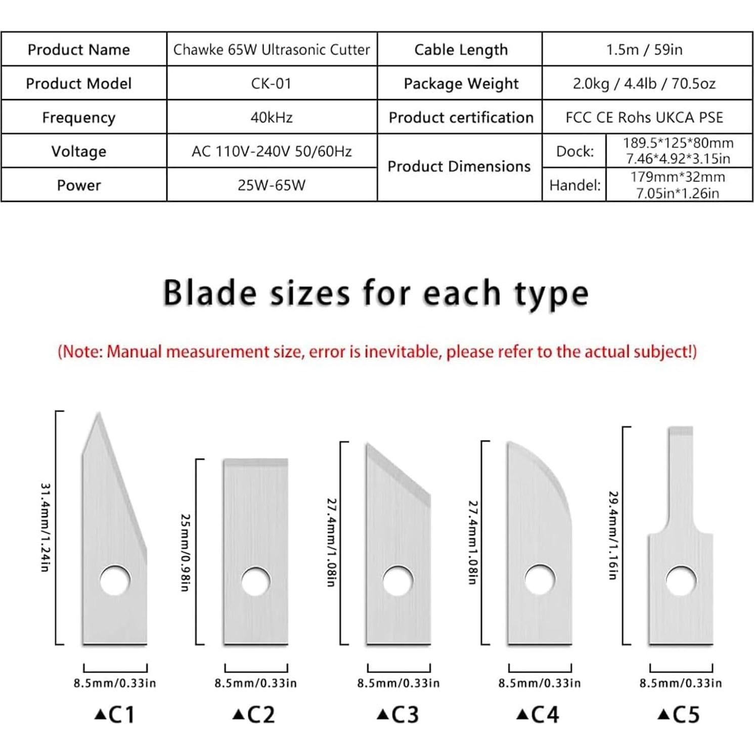 Cuchillo Cortador Ultrasónico Profesional 65W 40kHz Chavike