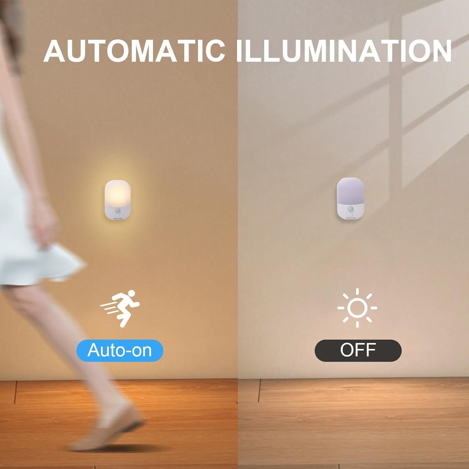 Luz Nocturna LED Hiwrolat con Sensor de Movimiento 2 Paquete