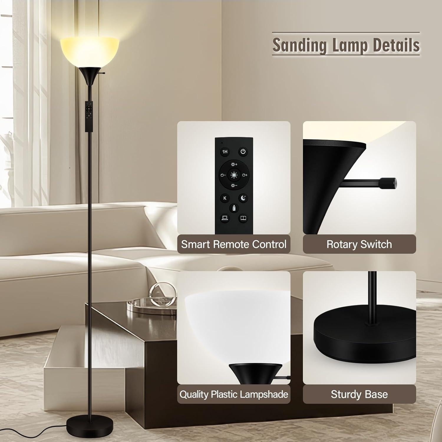 Lámpara de Pie Torchiere Bricosmocon 180 cm Regulable 10W