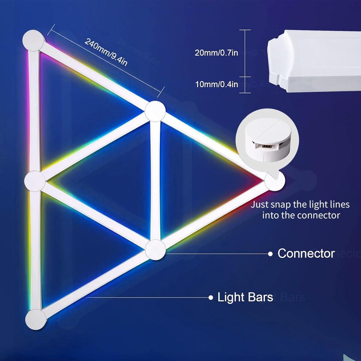 Luz de Pared LED RGB VKTEKLAB 9 Líneas, Control WiFi, 16M+ Colores