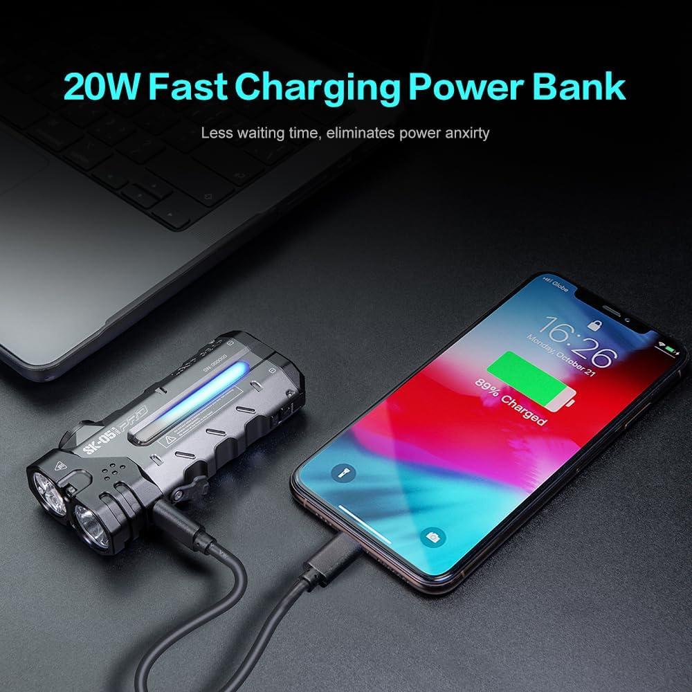 Linterna LED Recargable LINDA GEAR SK05PRO 8000mAh IP68 Gris