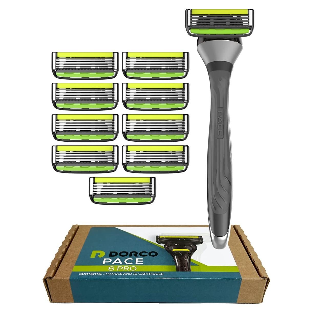 Dorco Pace 6 Pro - Afeitadora 6 Cuchillas + 10 Cartuchos