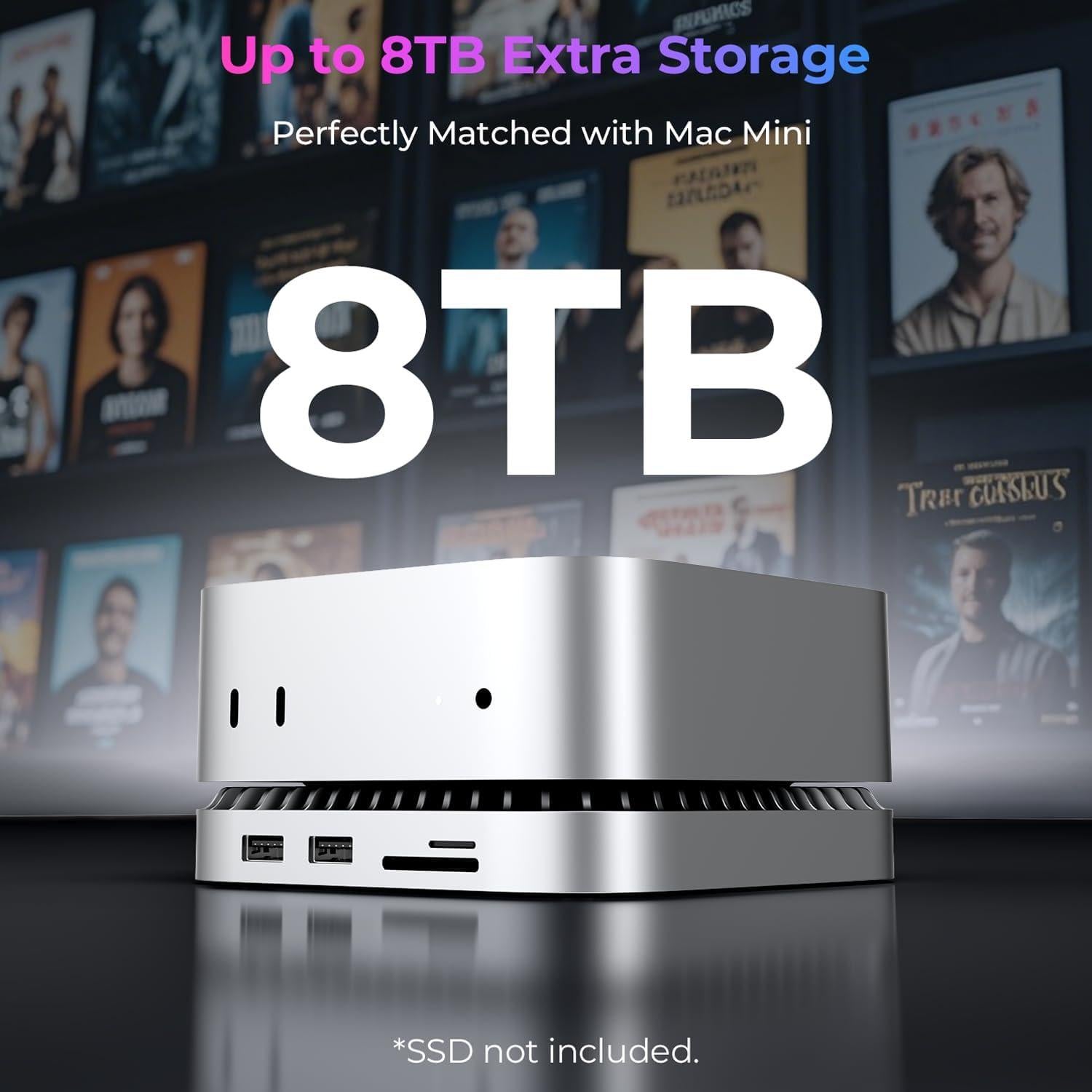 Dock y Soporte Raycue para Mac Mini M4 con SSD 8TB y 10 Puertos