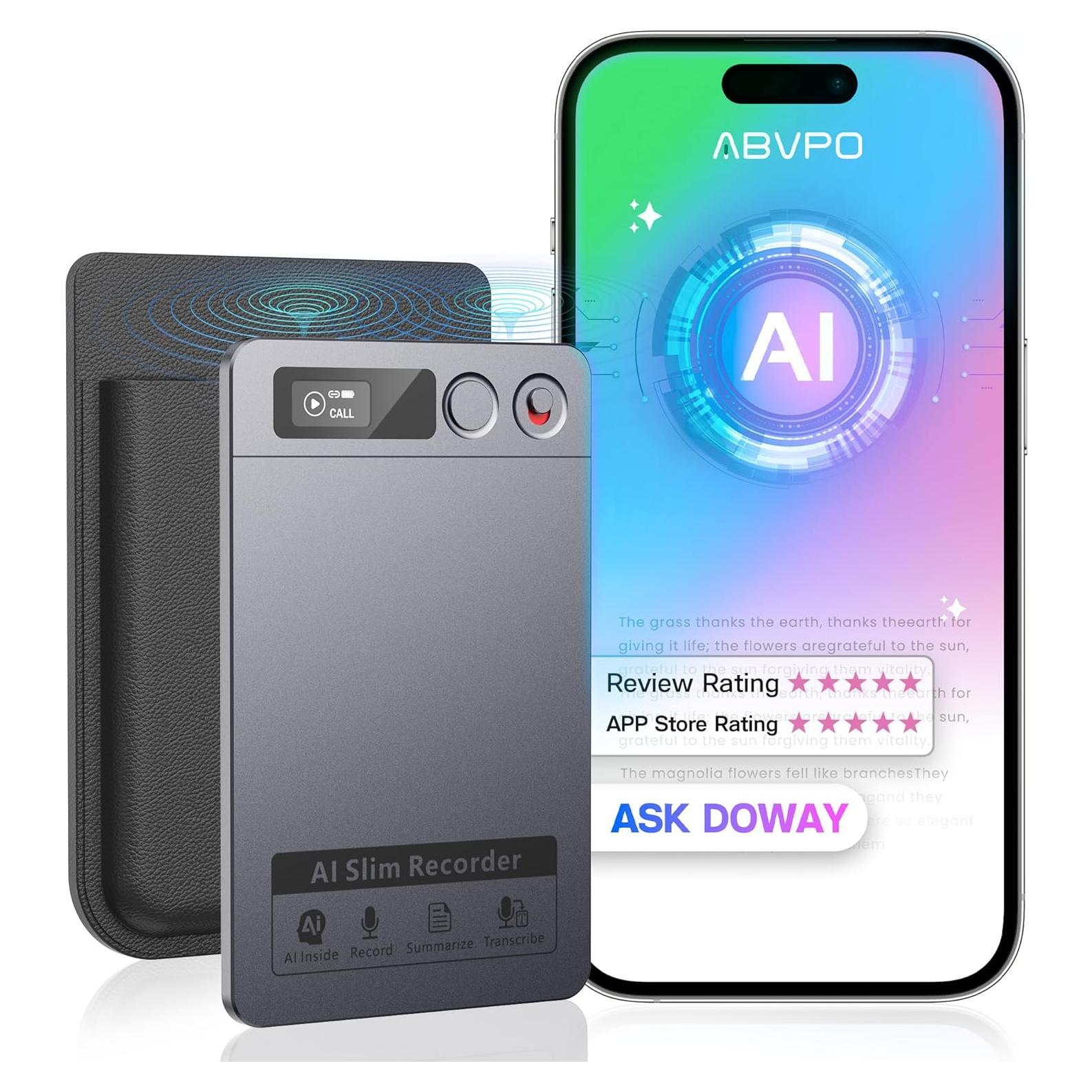 Grabadora de Voz AI ABVPO 64GB con Transcripción y Resumen
