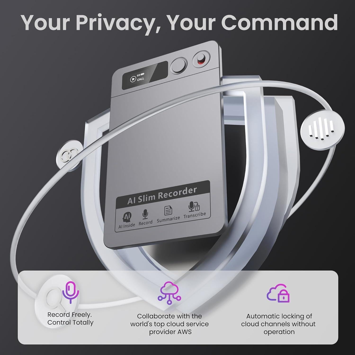 Grabadora de Voz AI ABVPO 64GB con Transcripción y Resumen