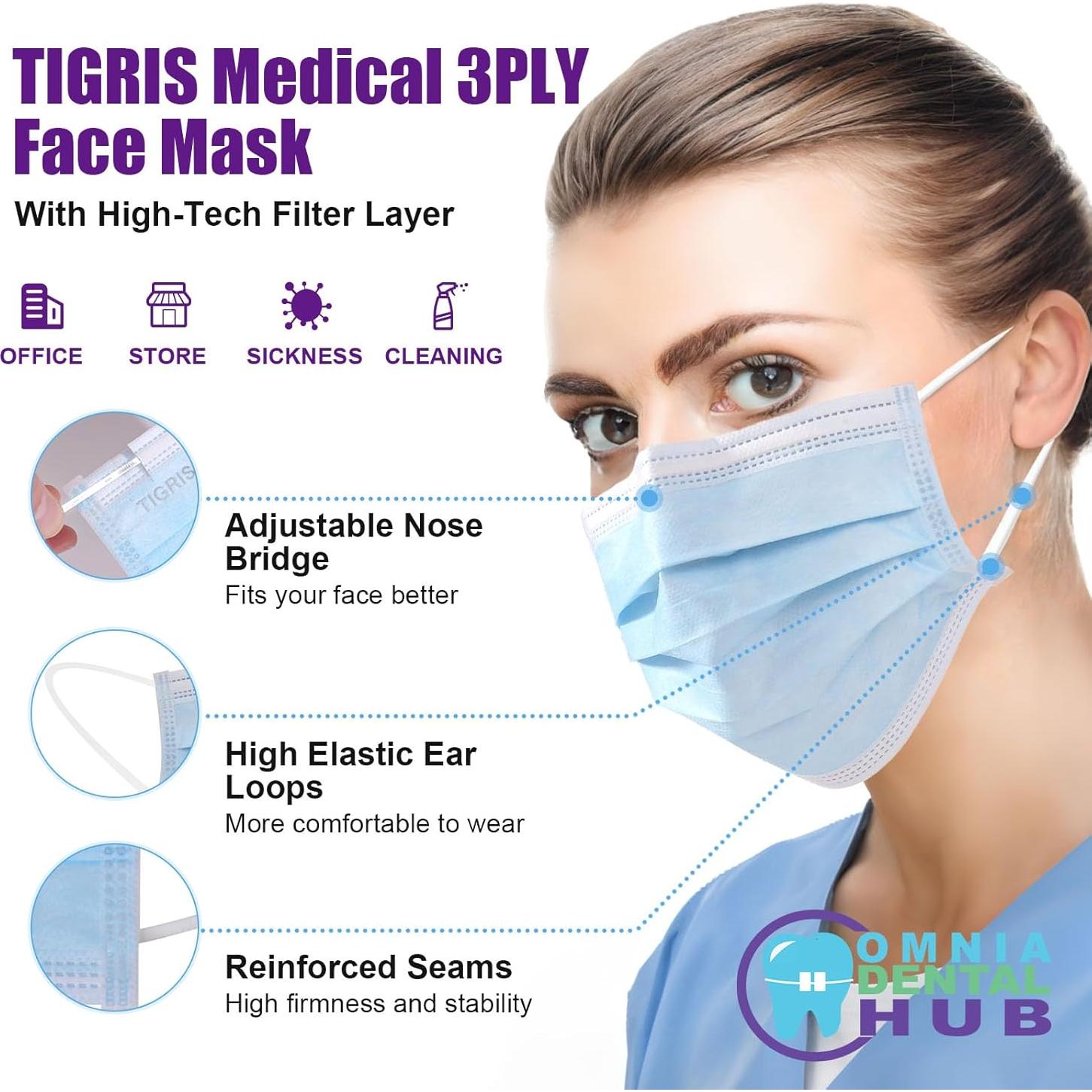 Mascarillas Desechables Tigris Nivel 3 OMNIA ONE - 50 PCs