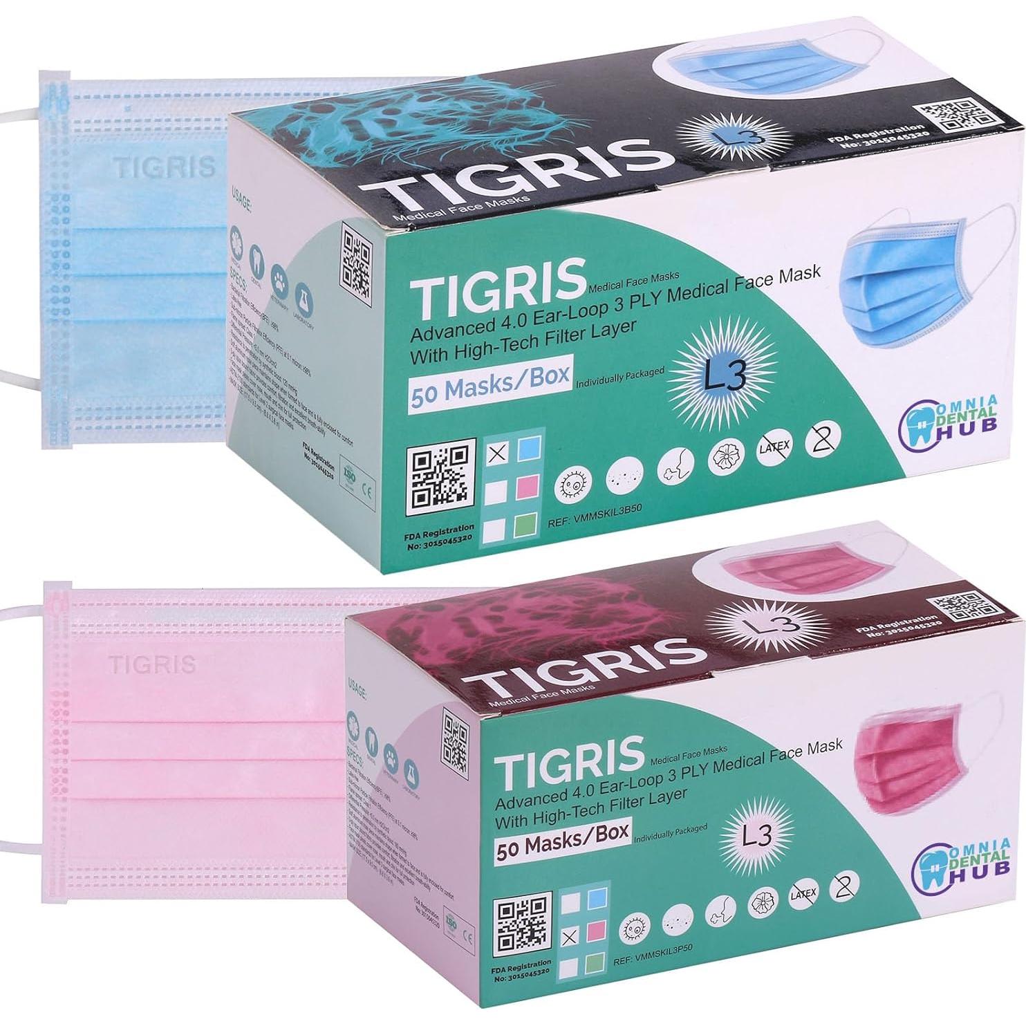 Mascarillas Desechables Tigris Nivel 3 OMNIA ONE - 50 PCs