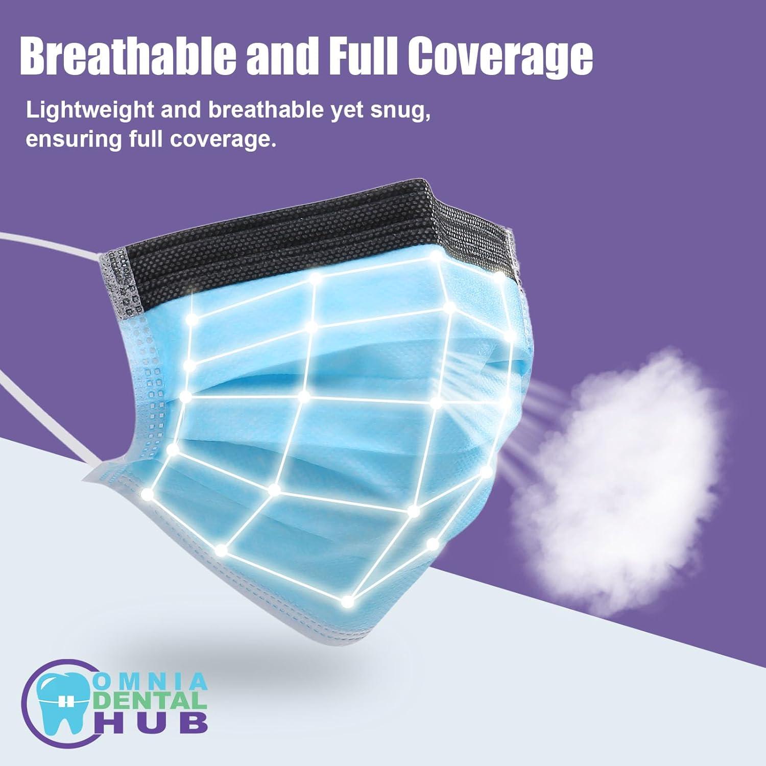 50 Máscaras Faciales Antifog Omnia One Tigris 3 Capas Azul