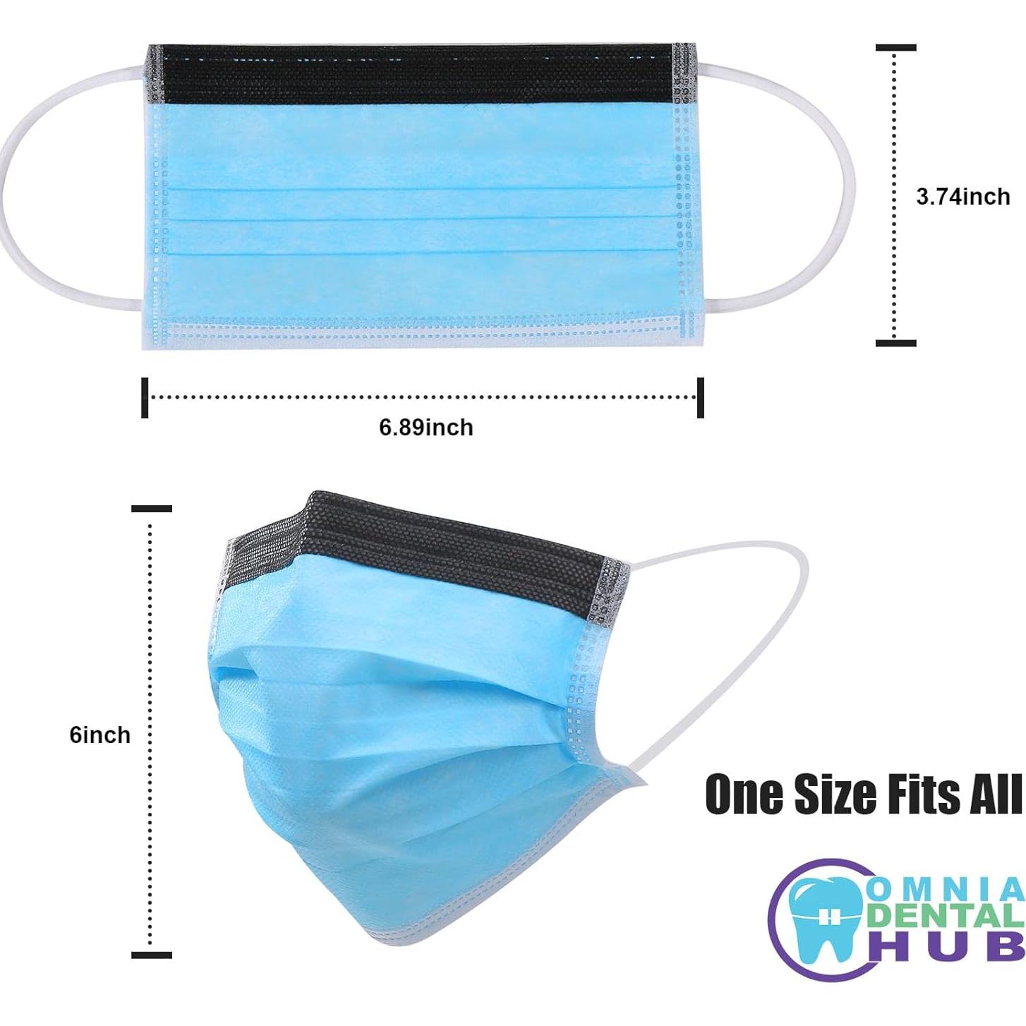 50 Máscaras Faciales Antifog Omnia One Tigris 3 Capas Azul