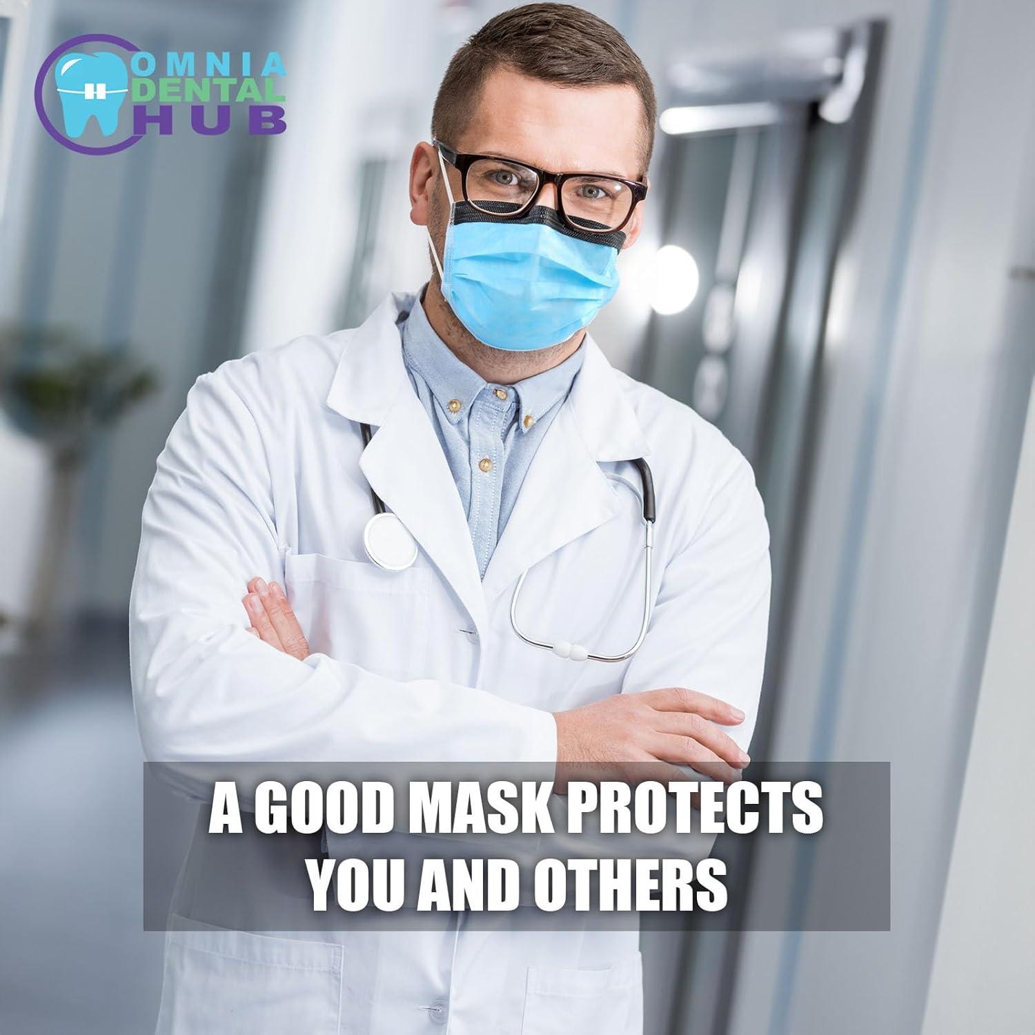 50 Máscaras Faciales Antifog Omnia One Tigris 3 Capas Azul