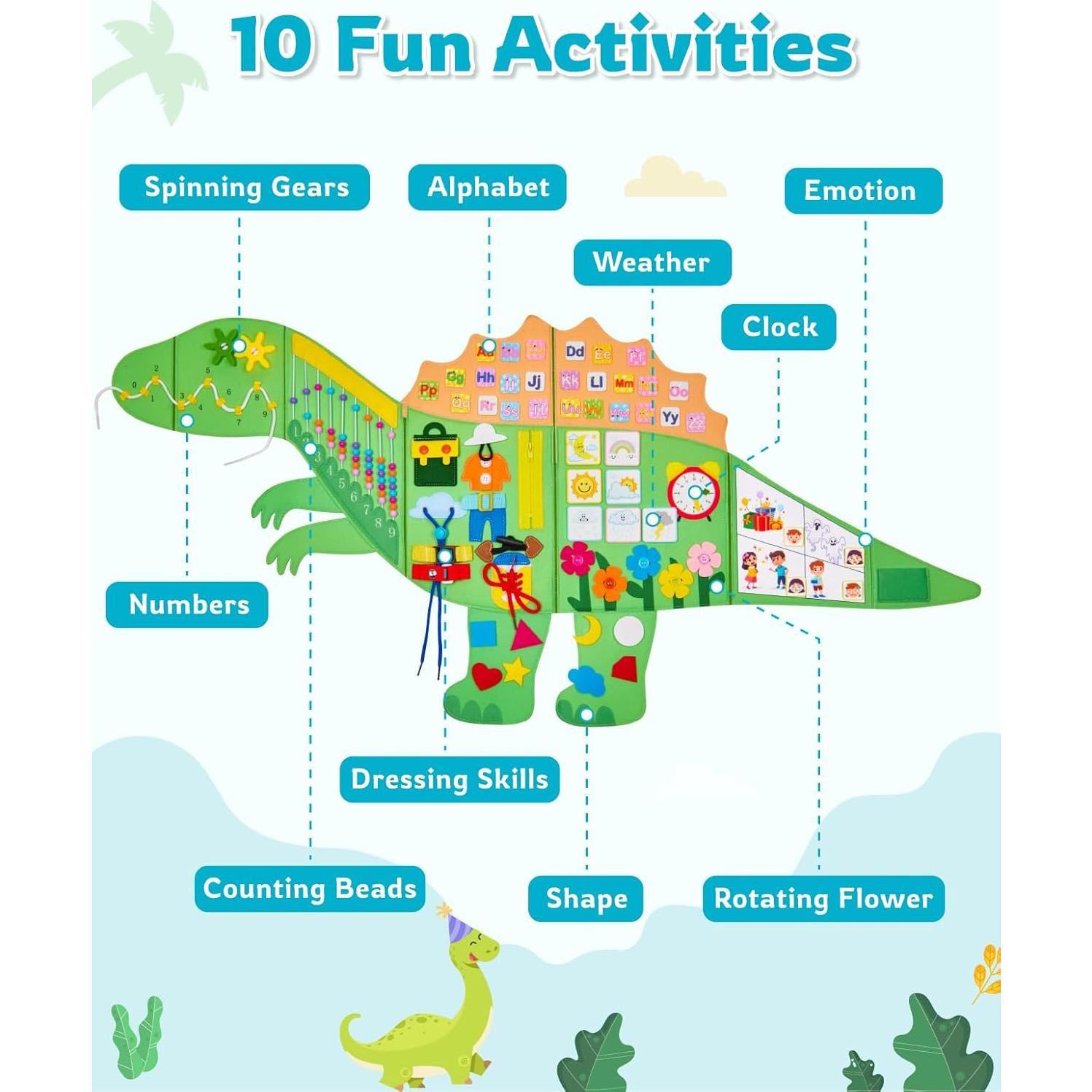 Tablero Ocupado Sensorial Gleamkid Montessori 10 en 1 Verde