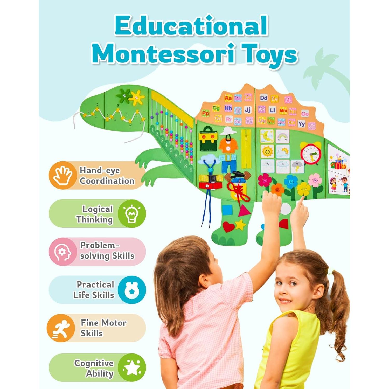 Tablero Ocupado Sensorial Gleamkid Montessori 10 en 1 Verde