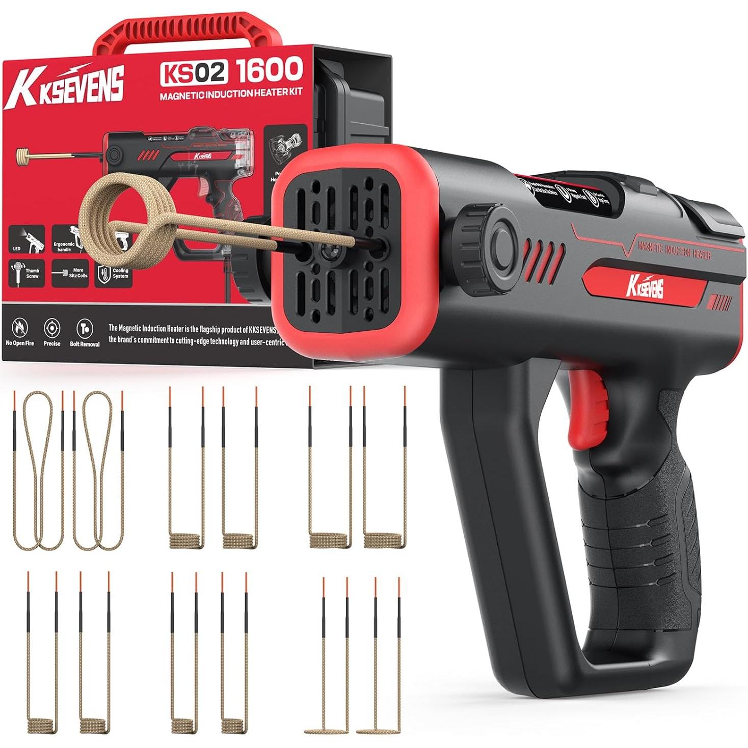 Calentador de Inducción KKSEVENS 1600W con 12 Bobinas Rojo