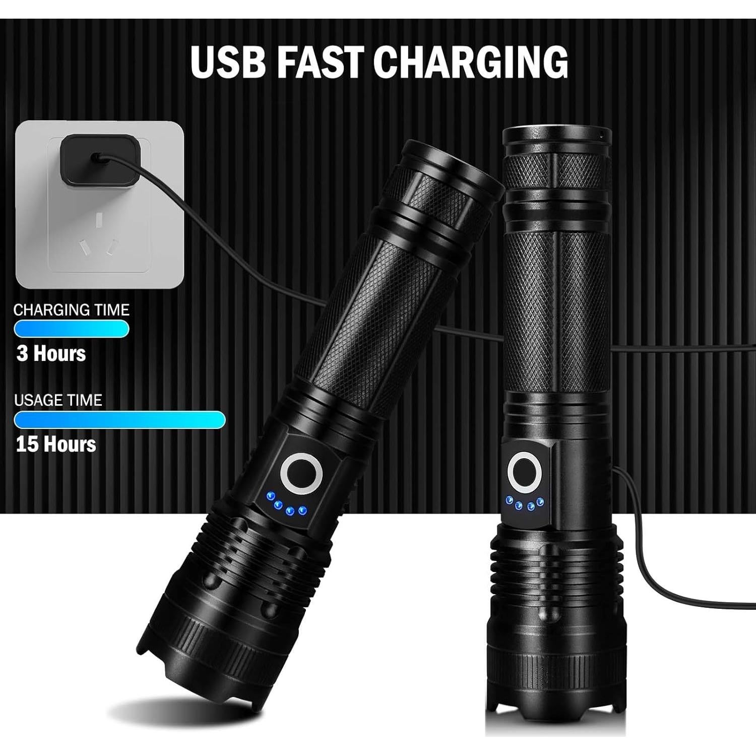 Linterna LED Recargable Lylting M082 99000 Lúmenes 2 Piezas