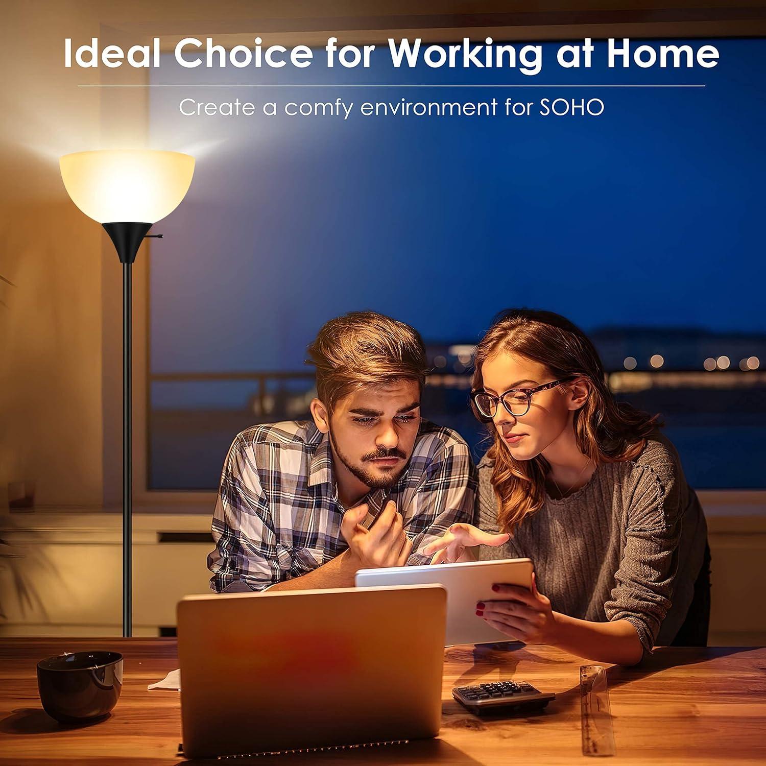 Lámpara de Pie LED BoostArea Negra 178 cm E26 Seguridad