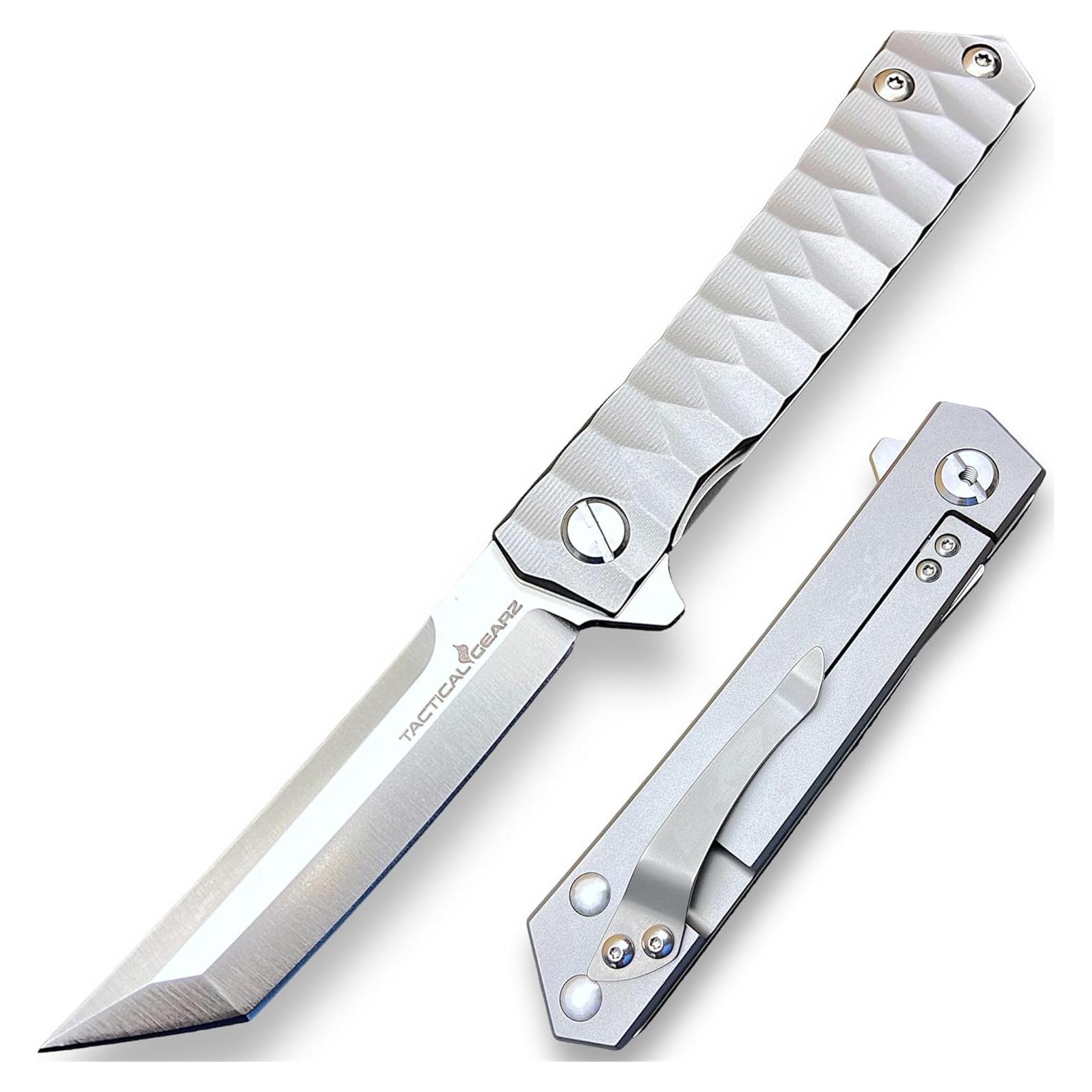 Cuchillo de bolsillo TACTICAL GEARZ Saint T, titanio y acero CPM-D2