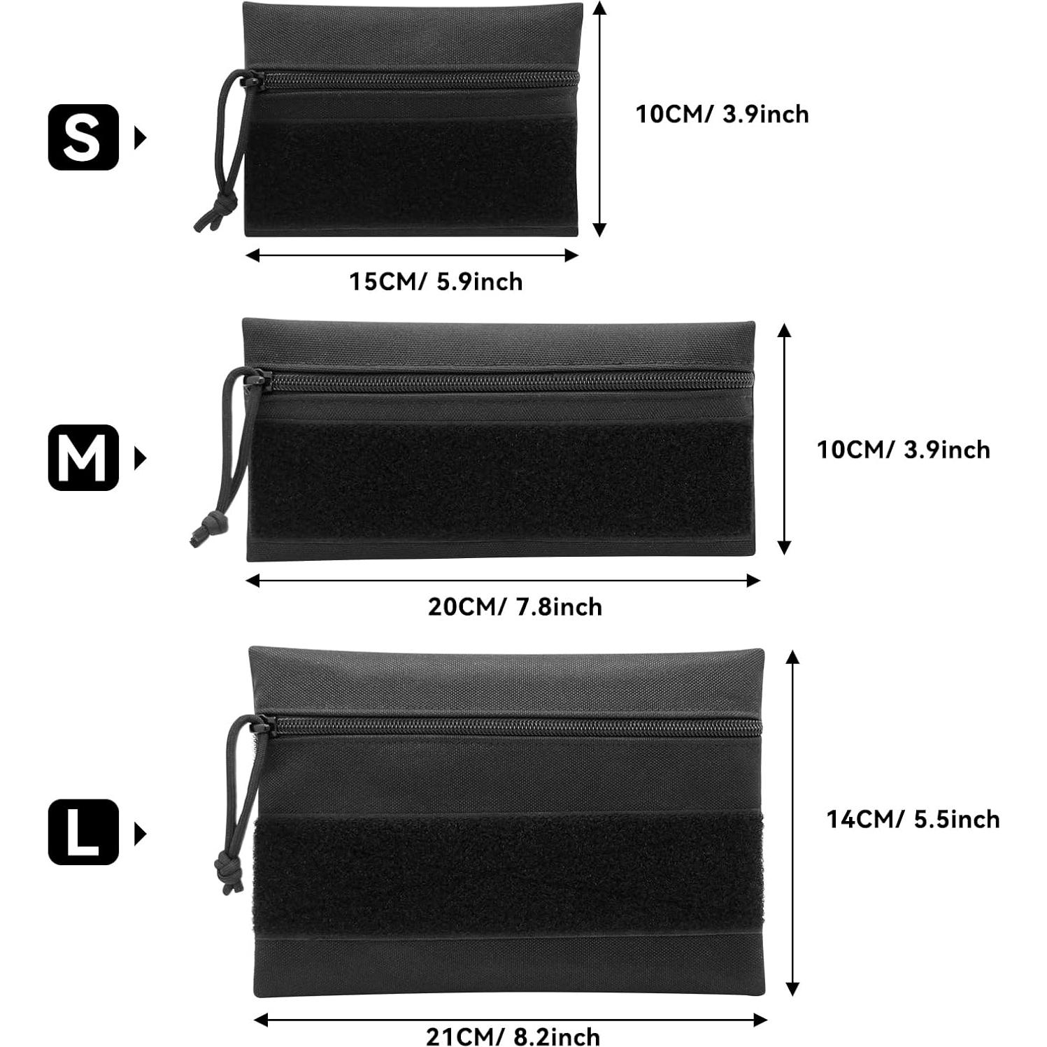 Bolsa Táctica AOUTACC 3 Pcs con Cremallera y Gancho 21x14cm