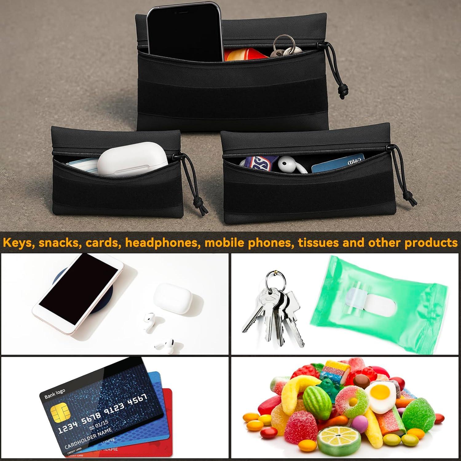 Bolsa Táctica AOUTACC 3 Pcs con Cremallera y Gancho 21x14cm