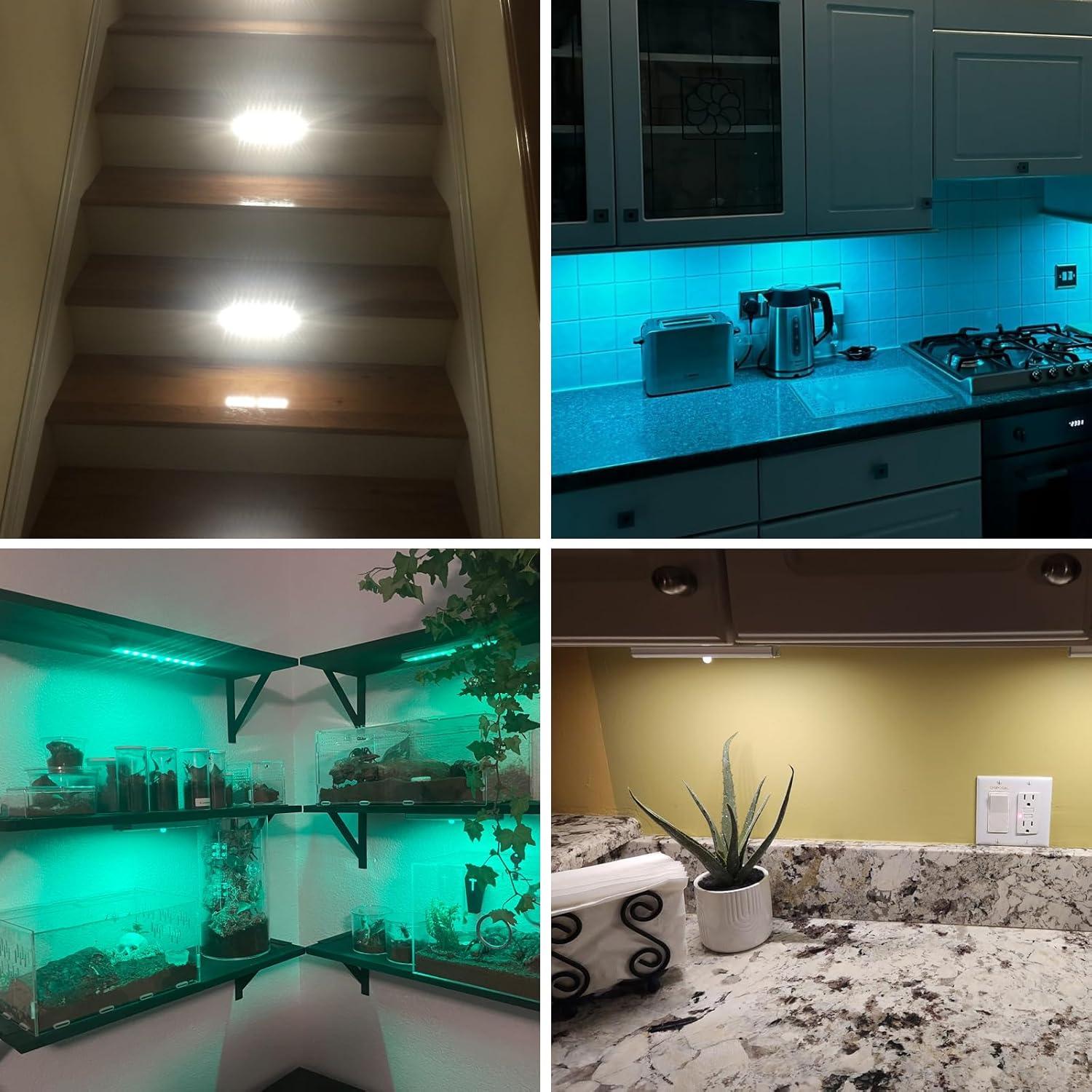 Luces Bajo Gabinete SZOKLED 4 Pcs con Sensor de Movimiento RGB