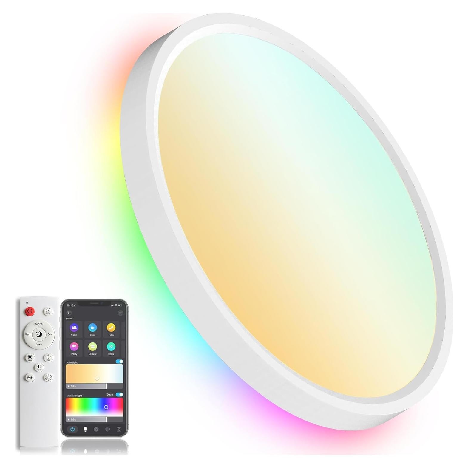 Luz de Techo Inteligente LED 30W KYFGDLA WiFi RGB 30.48cm