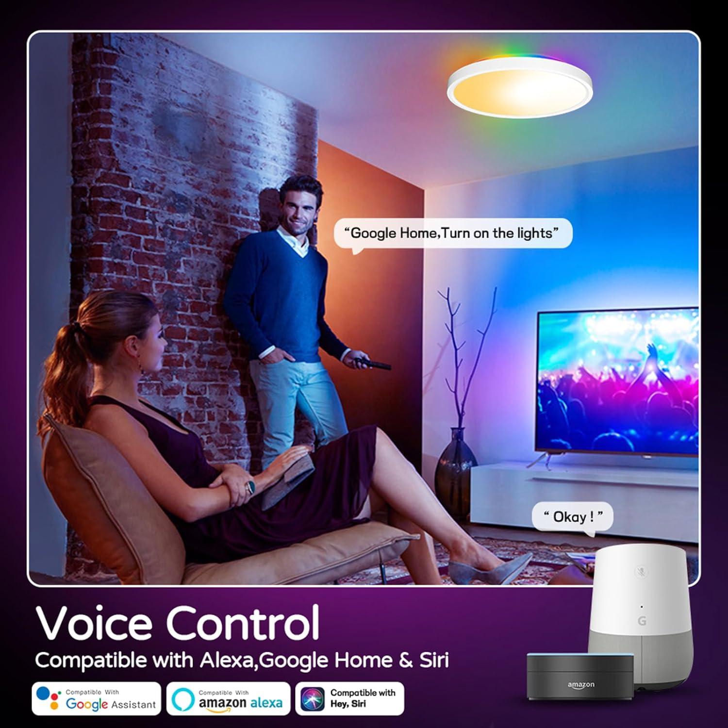 Luz de Techo Inteligente LED 30W KYFGDLA WiFi RGB 30.48cm