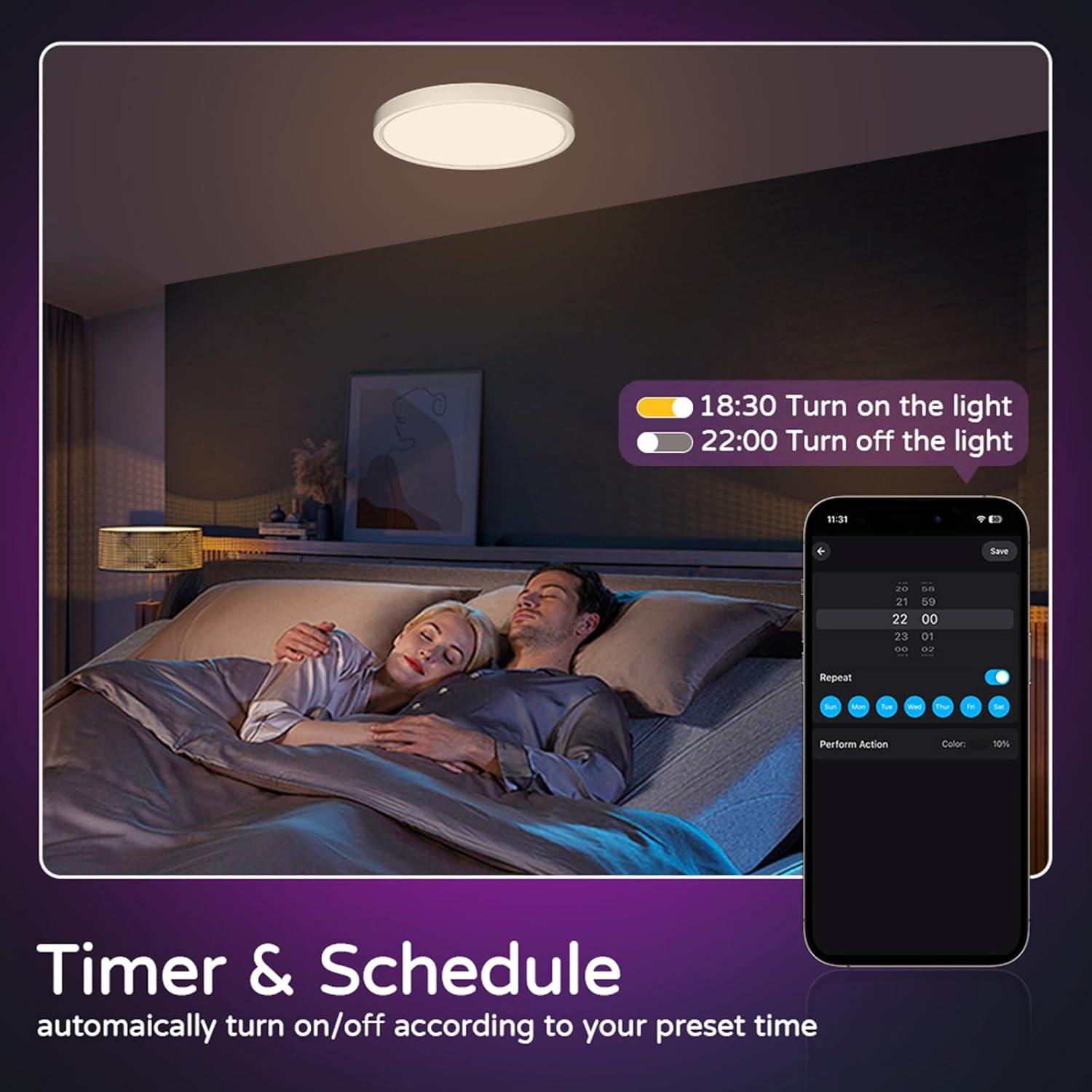 Luz de Techo Inteligente LED 30W KYFGDLA WiFi RGB 30.48cm