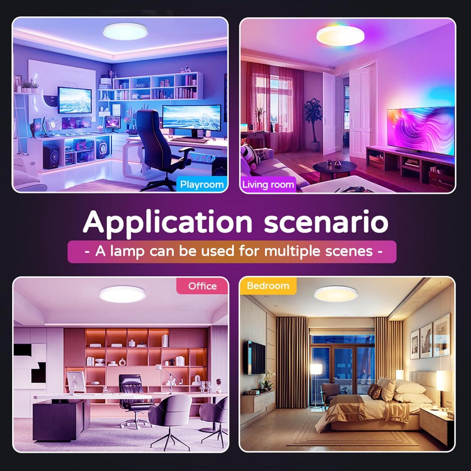 Luz de Techo Inteligente LED 30W KYFGDLA WiFi RGB 30.48cm