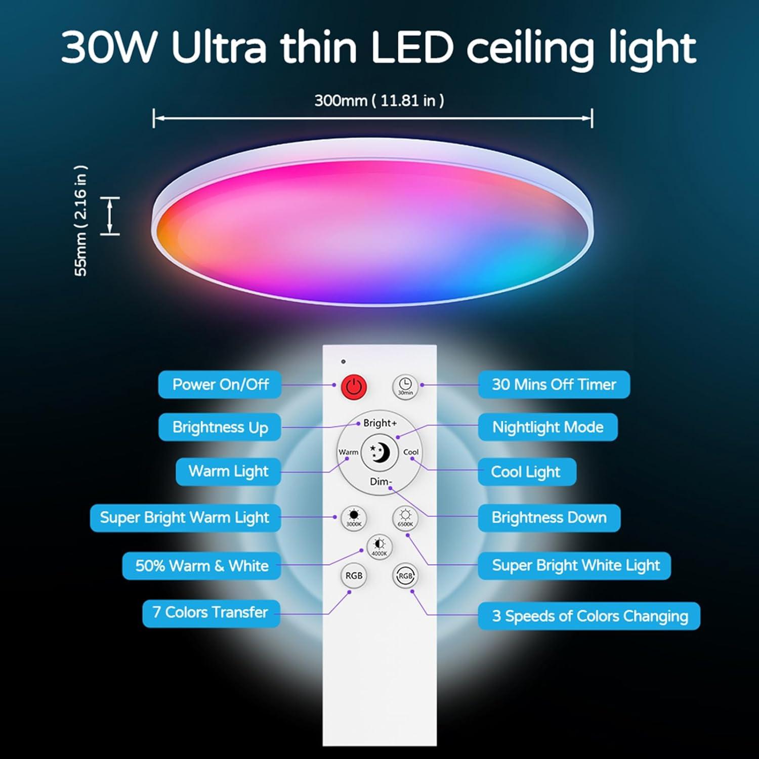 Lámpara de Techo LED Inteligente 30W KYFGDLA RGB IP44