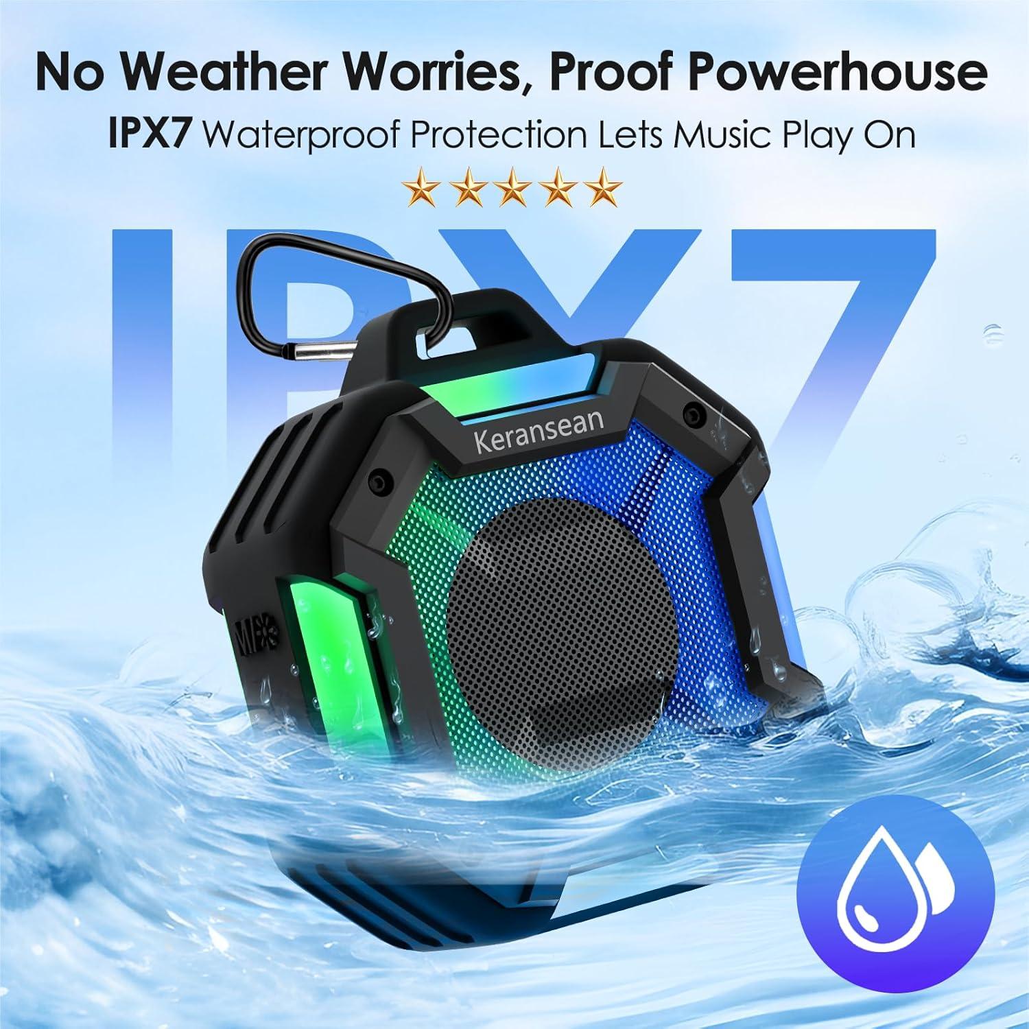 Altavoz Bluetooth KERANSEAN E08 Portátil Impermeable IPX7 24H