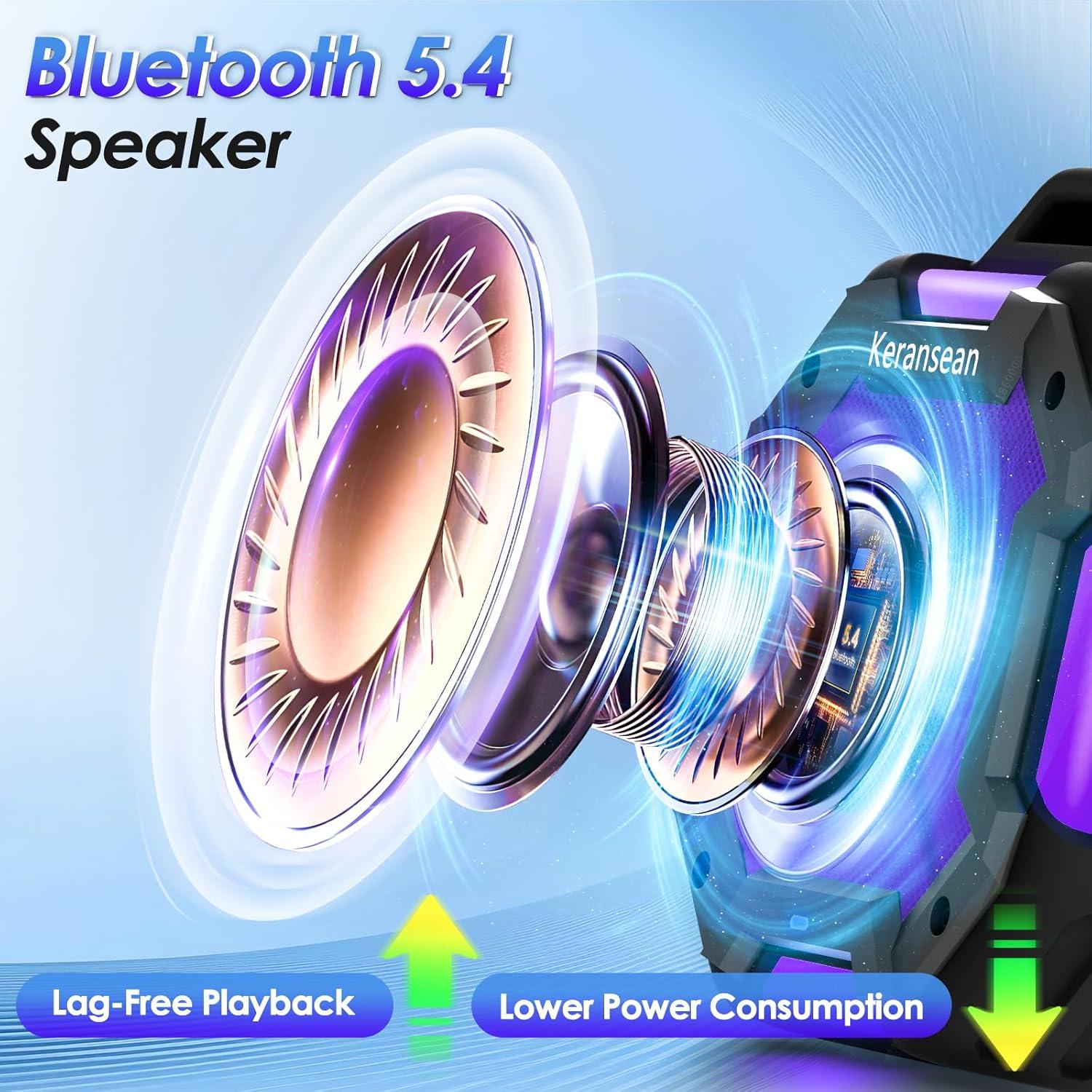 Altavoz Bluetooth KERANSEAN E08 Portátil Impermeable IPX7 24H