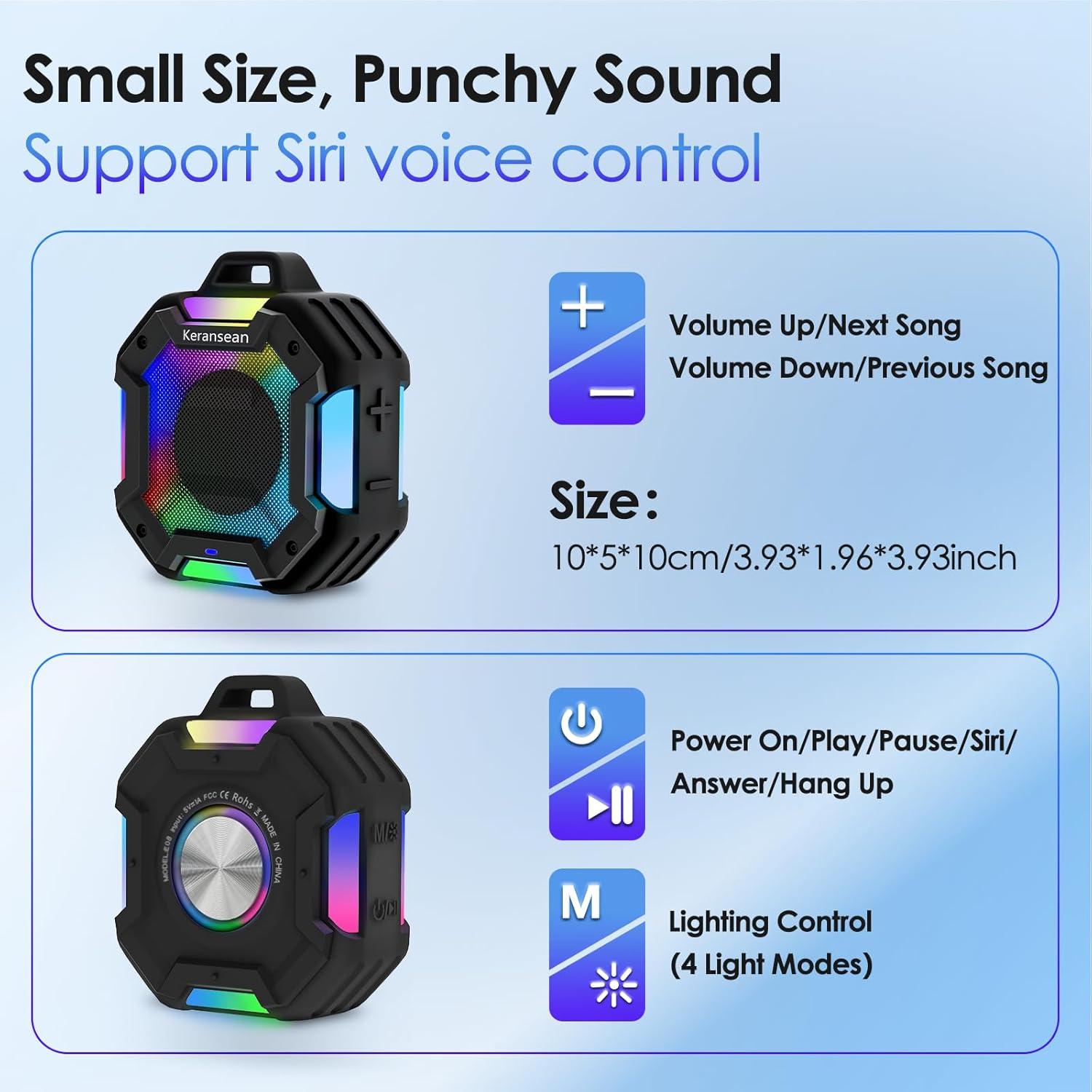 Altavoz Bluetooth KERANSEAN E08 Portátil Impermeable IPX7 24H