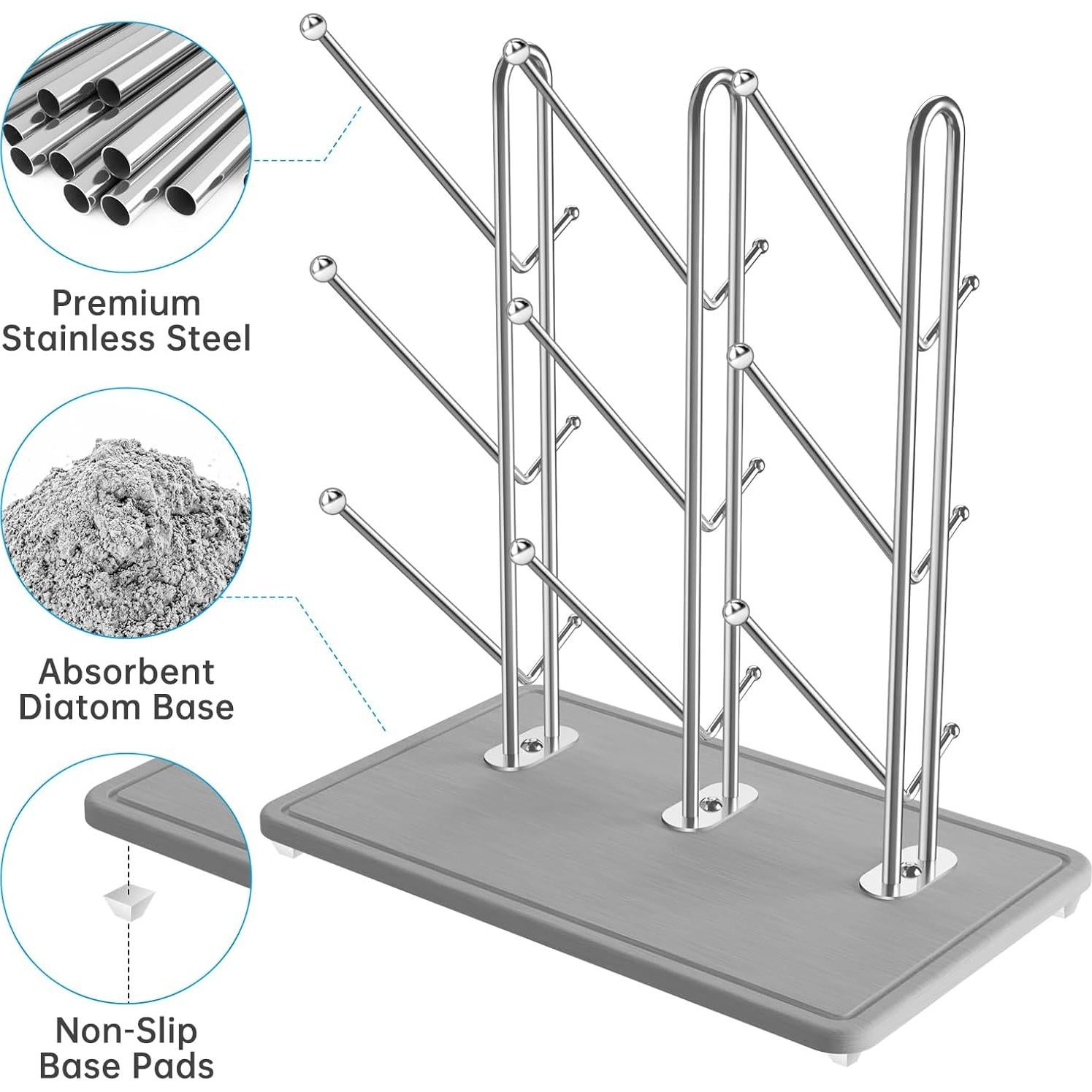 Estante para Secar Biberones NiHome de Acero Inoxidable 9 Biberones