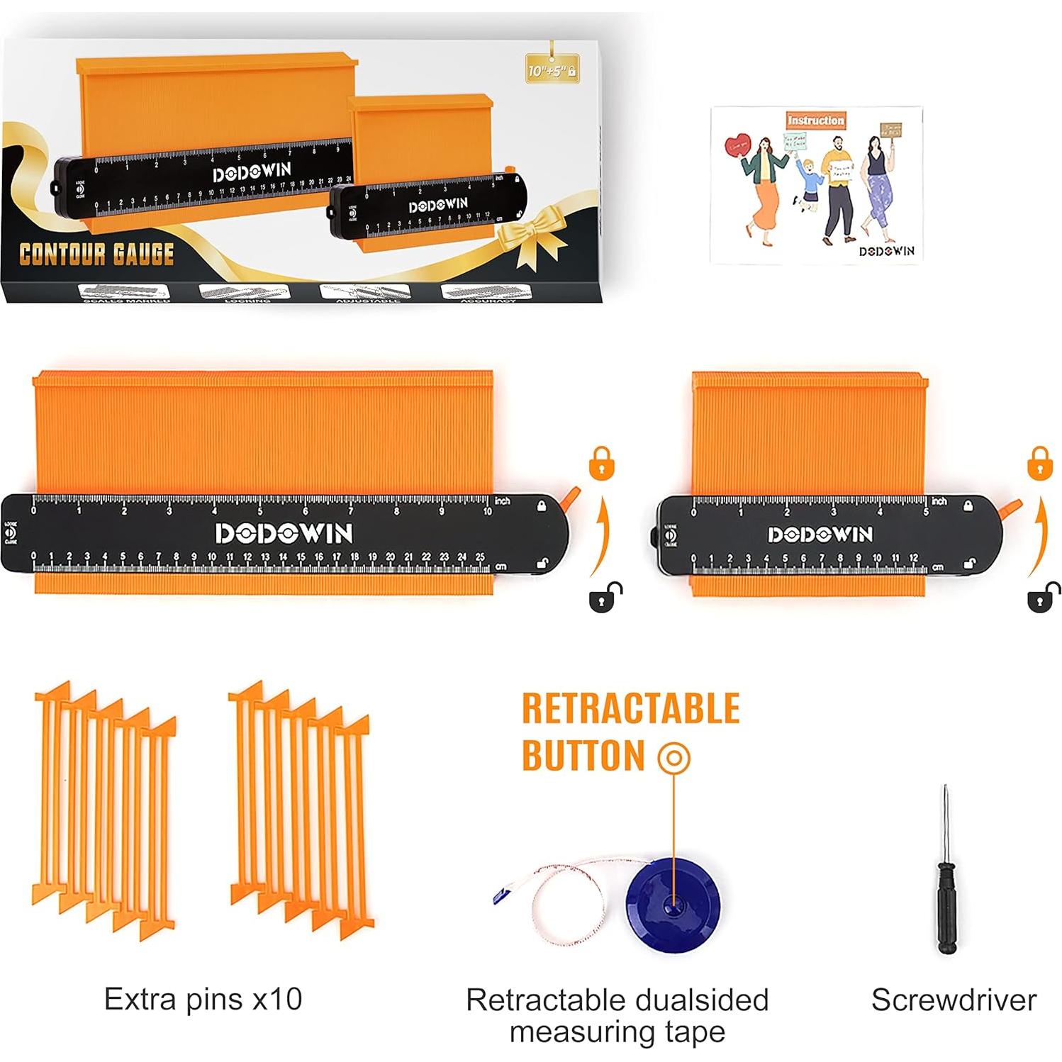 Medidor de Contorno DODOWIN 2 Piezas 25.4 y 12.7 cm
