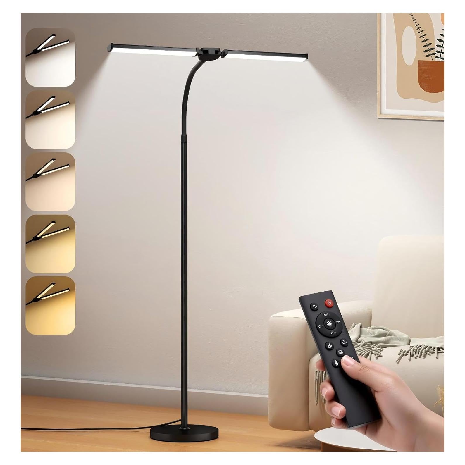 Lámpara de Pie LED VrimNowit Doble Cabezal Ajustable 149.9cm