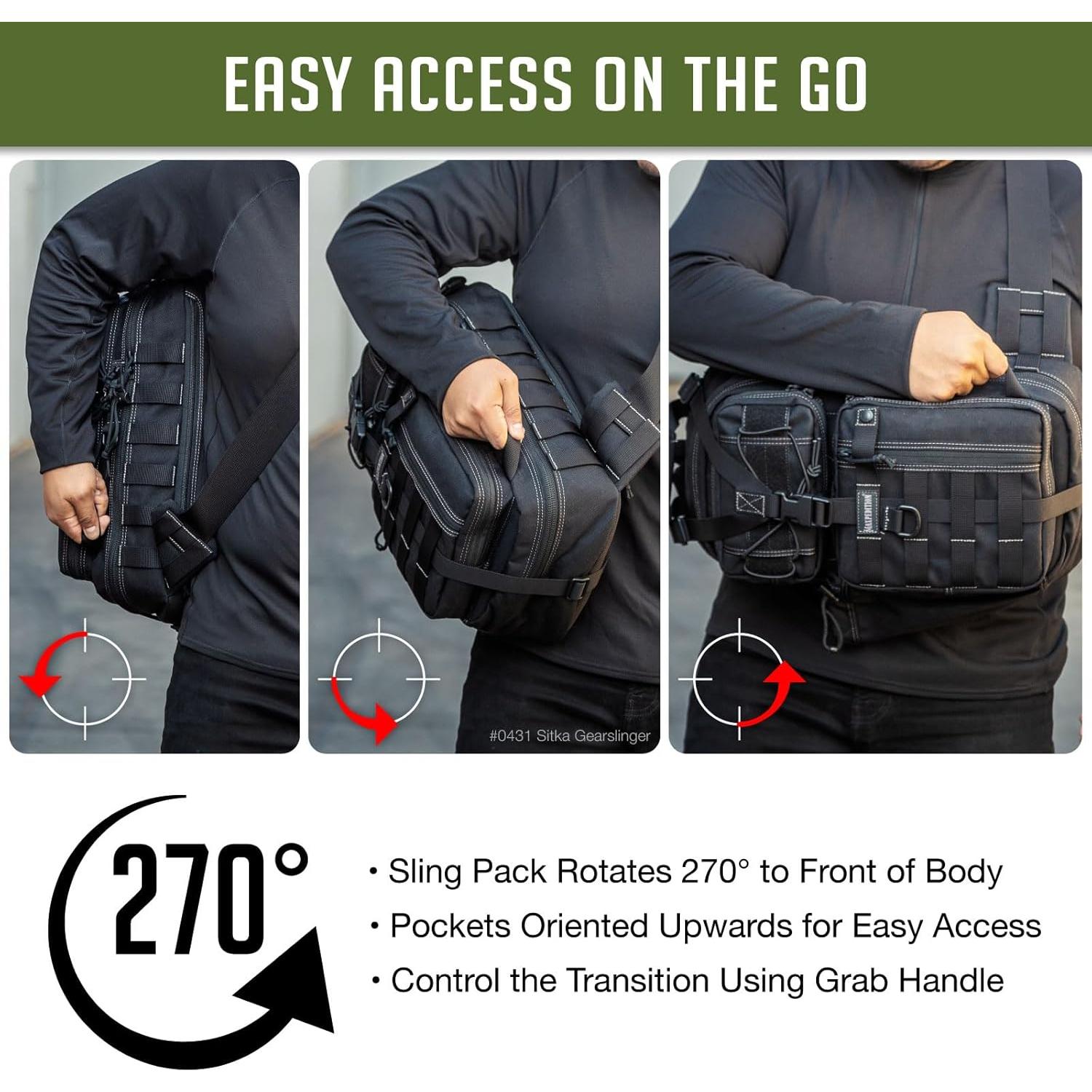 Mochila Bandolera Maxpedition Sitka Gearslinger Negra 3L