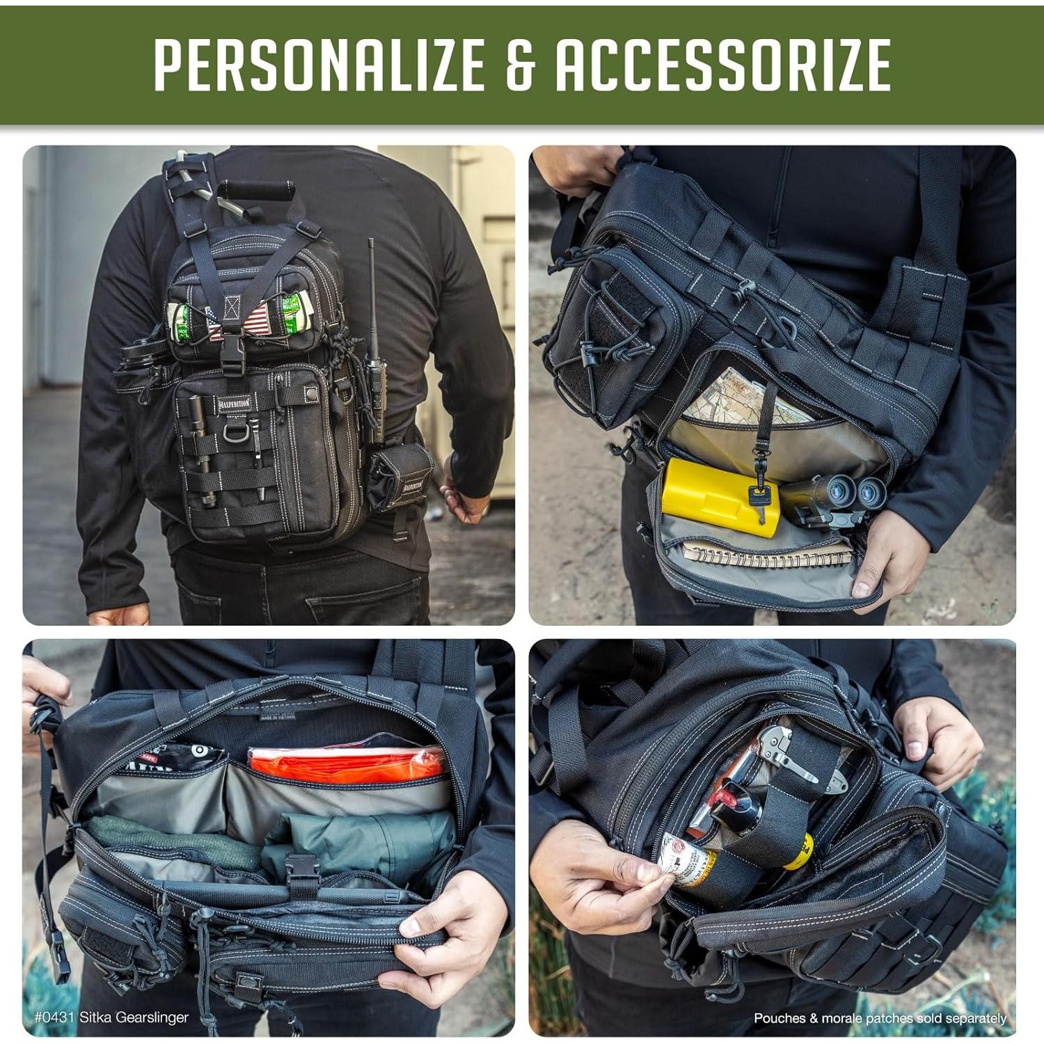 Mochila Bandolera Maxpedition Sitka Gearslinger Negra 3L