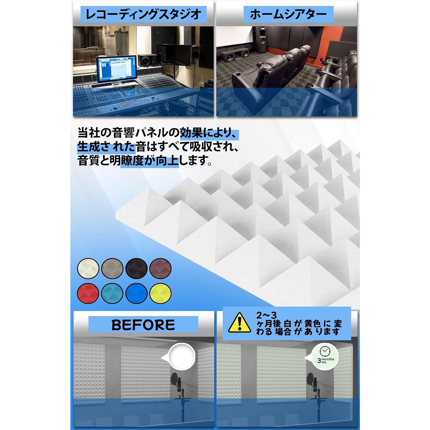 Paneles Acústicos Arrowzoom 24 Pcs Piramidales 25x25 cm Negro